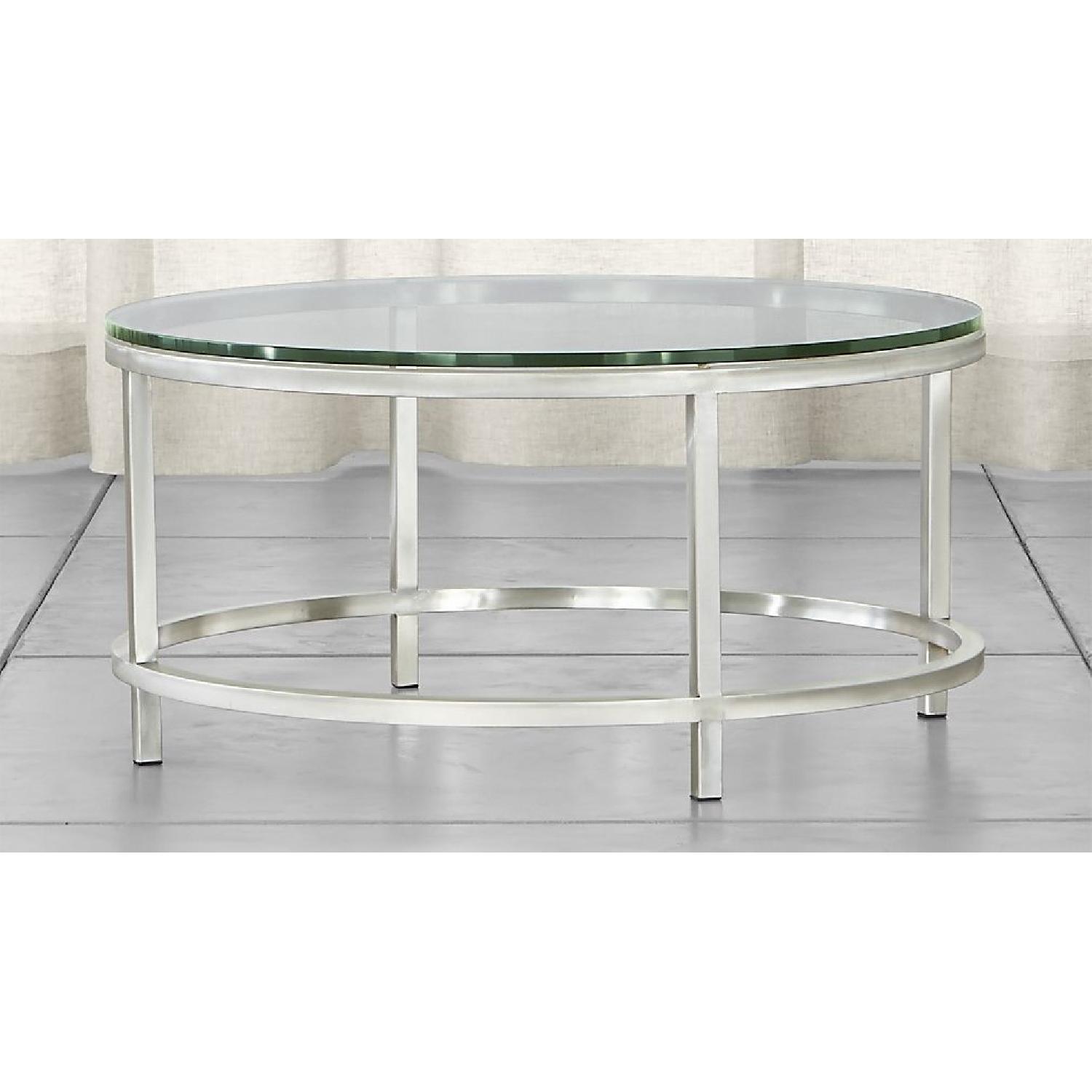 Crate & Barrel Era Round Glass Coffee Table - image-1