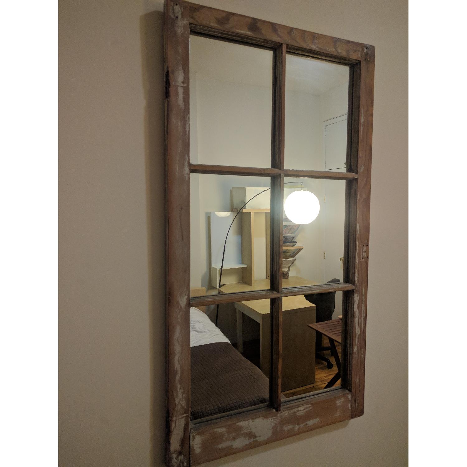 Original Craftsmanship Antique Window Pane Mirror - image-1