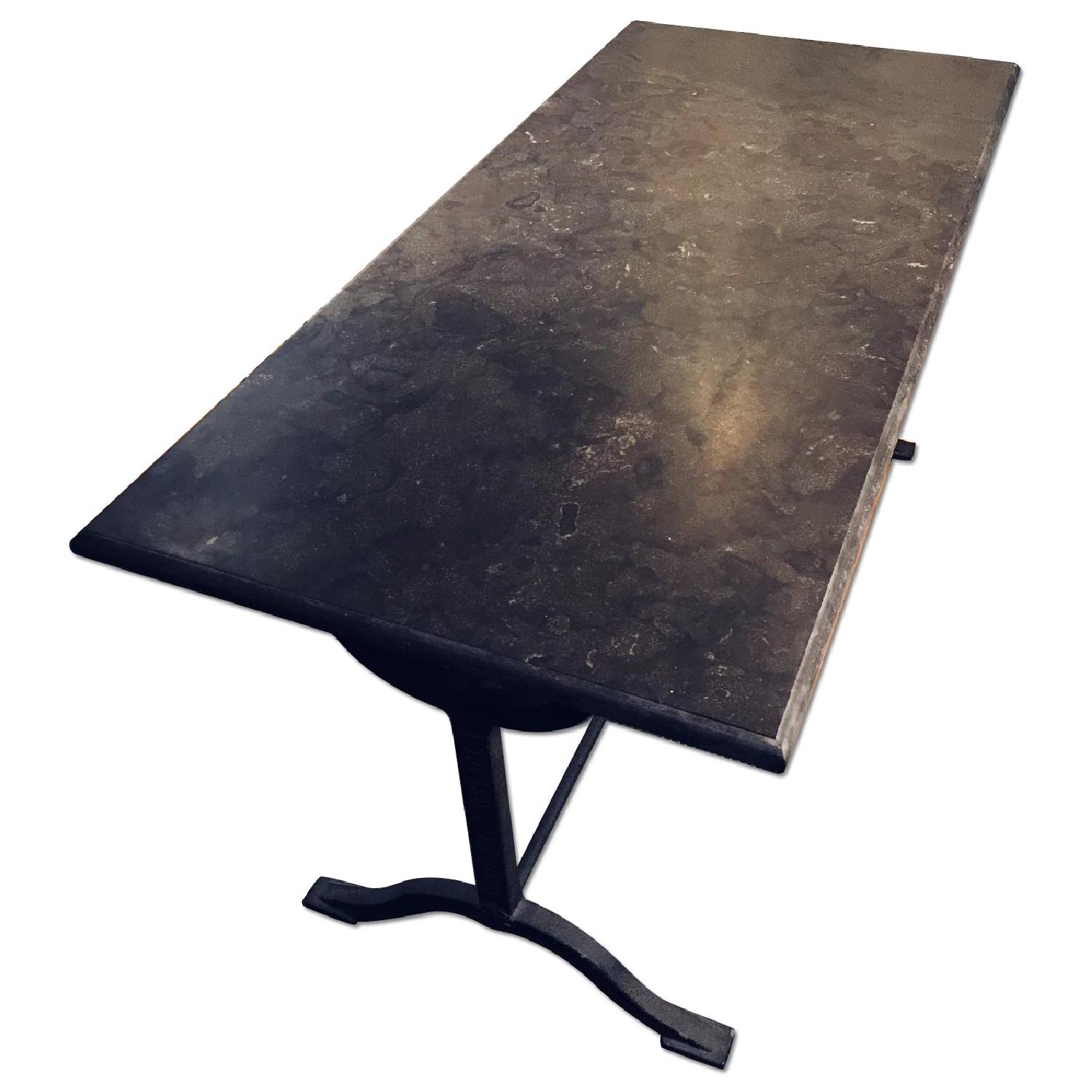 Restoration Hardware Bluestone & Cast Iron Dining Table - image-0