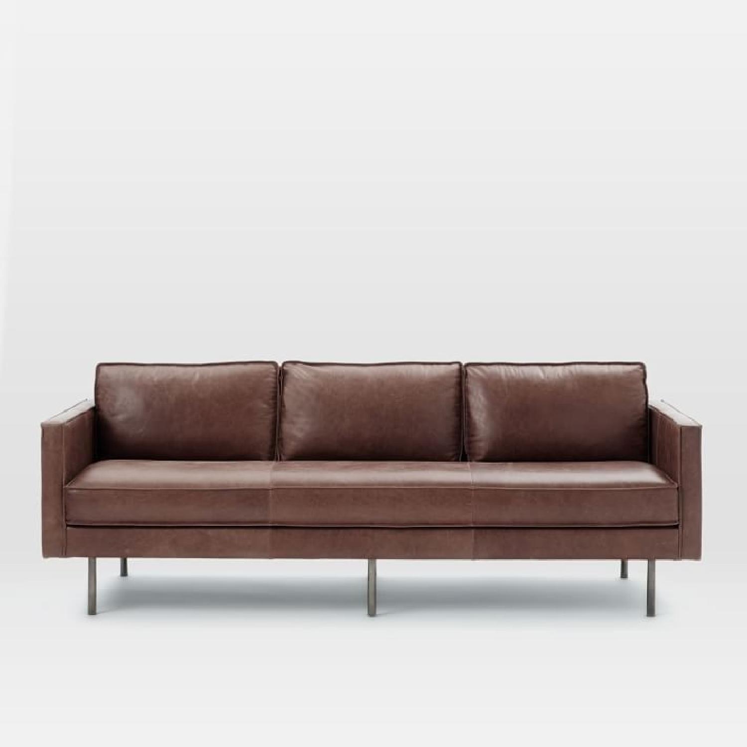 West Elm Axel 3 Seater Sofa In Aspen Leather Carob - AptDeco