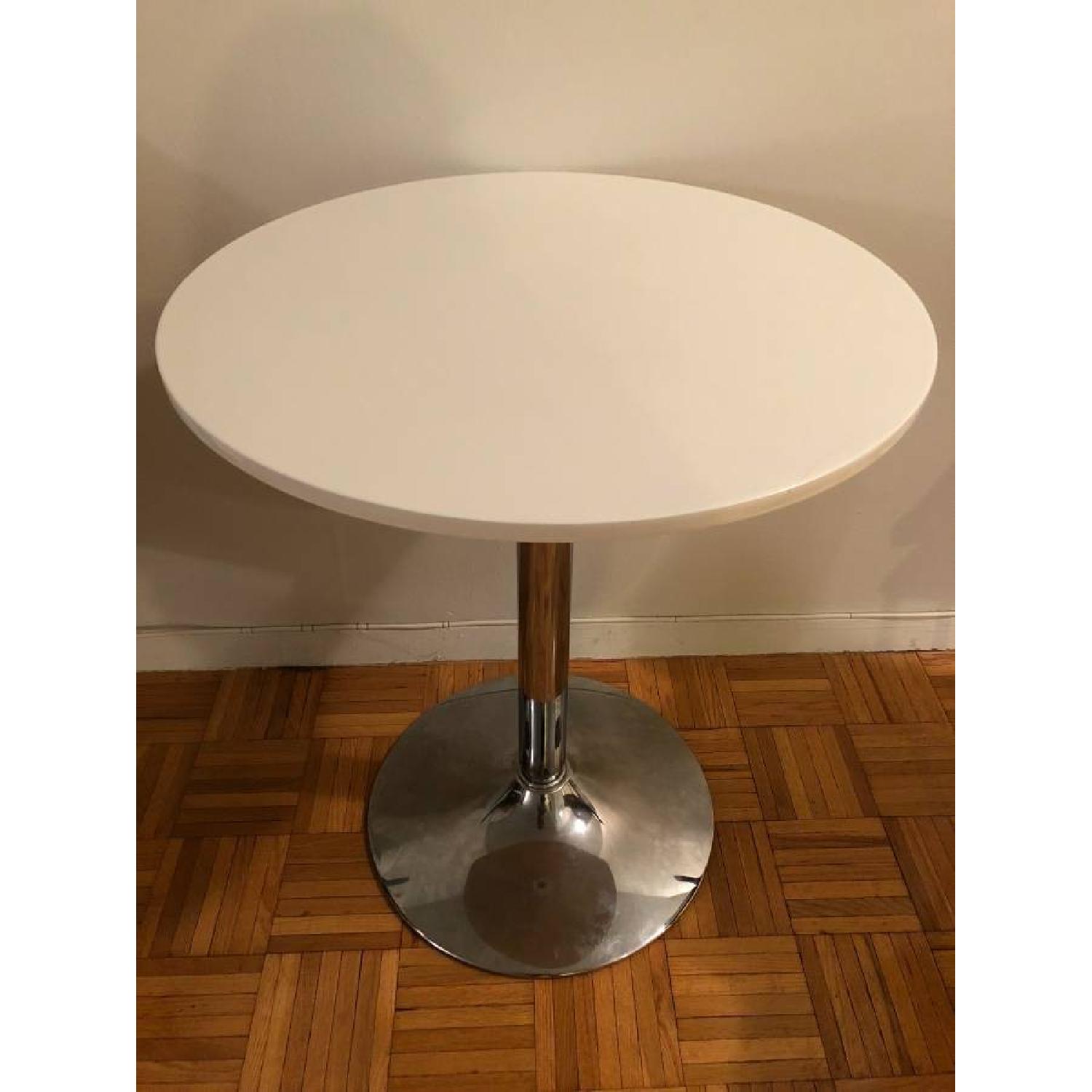 White & Chrome Round Cafe Table - image-1