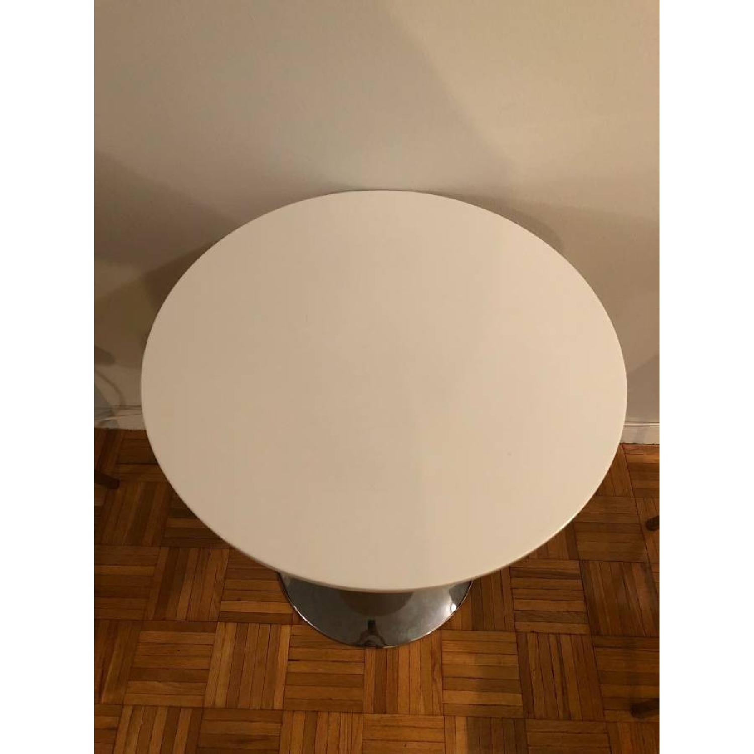 White & Chrome Round Cafe Table - image-2