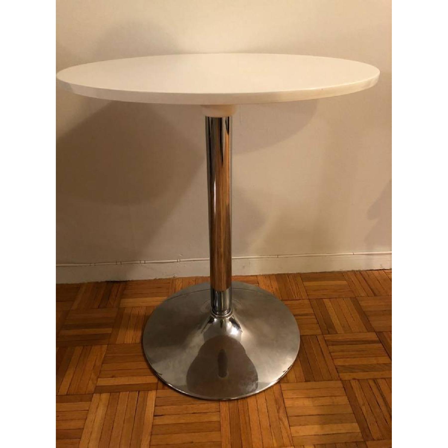 White & Chrome Round Cafe Table - image-3