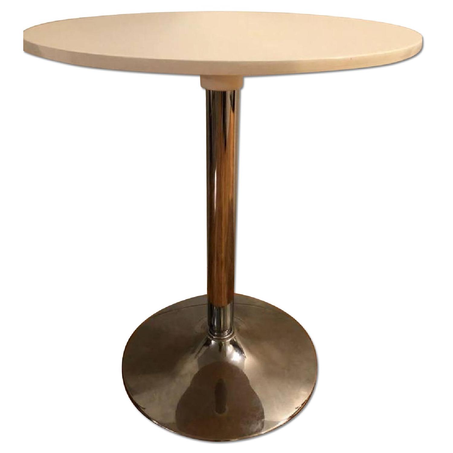 White & Chrome Round Cafe Table - image-0