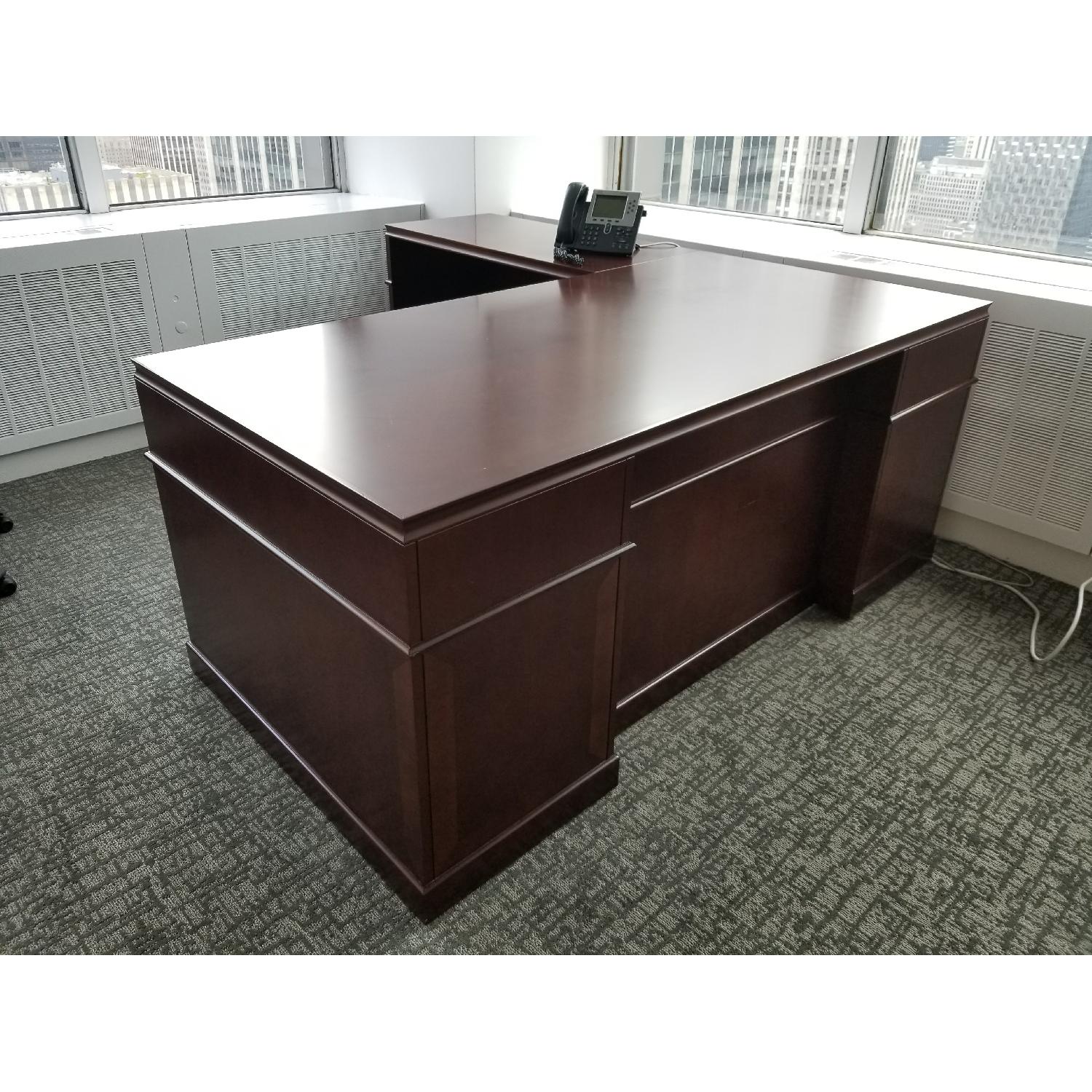 Wood L Shaped Executive Desk - image-1