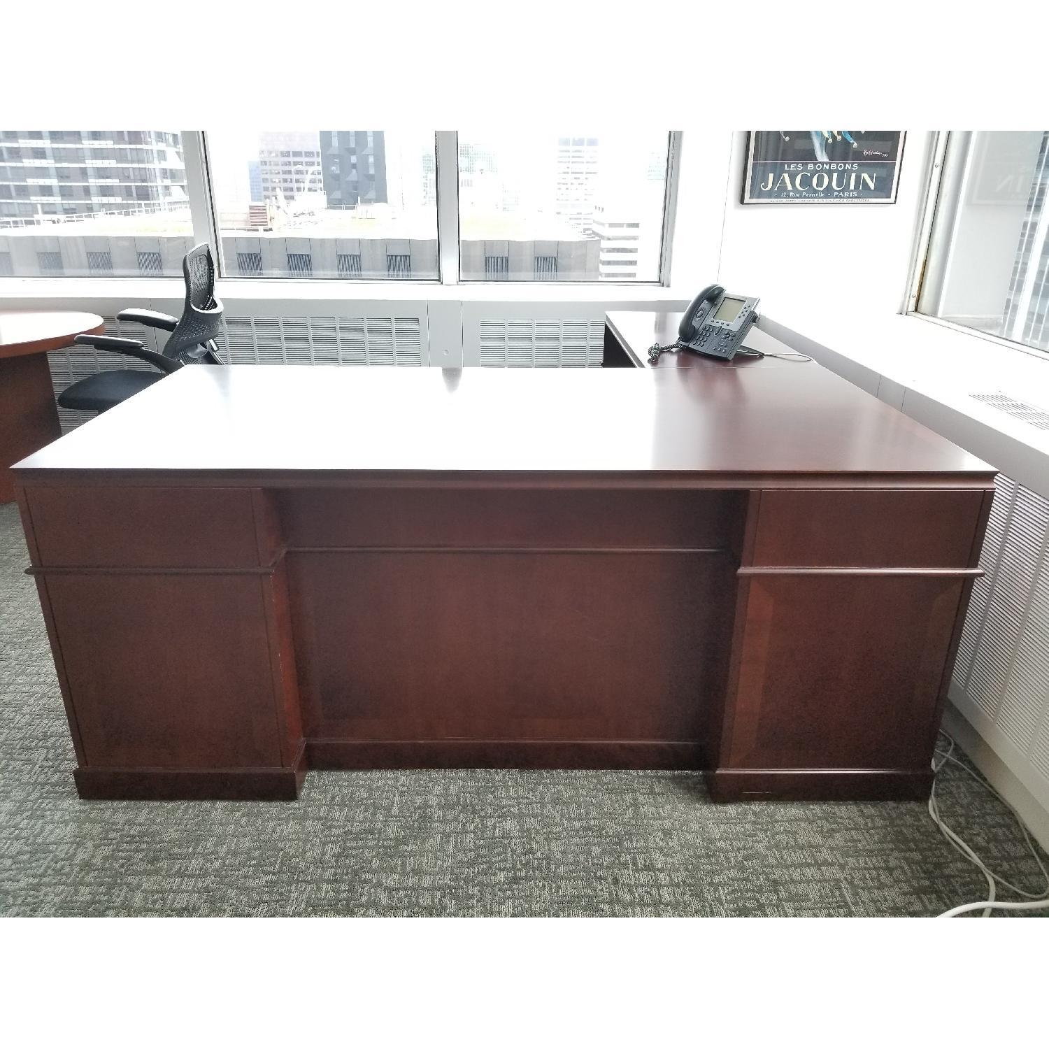 Wood L Shaped Executive Desk - image-2