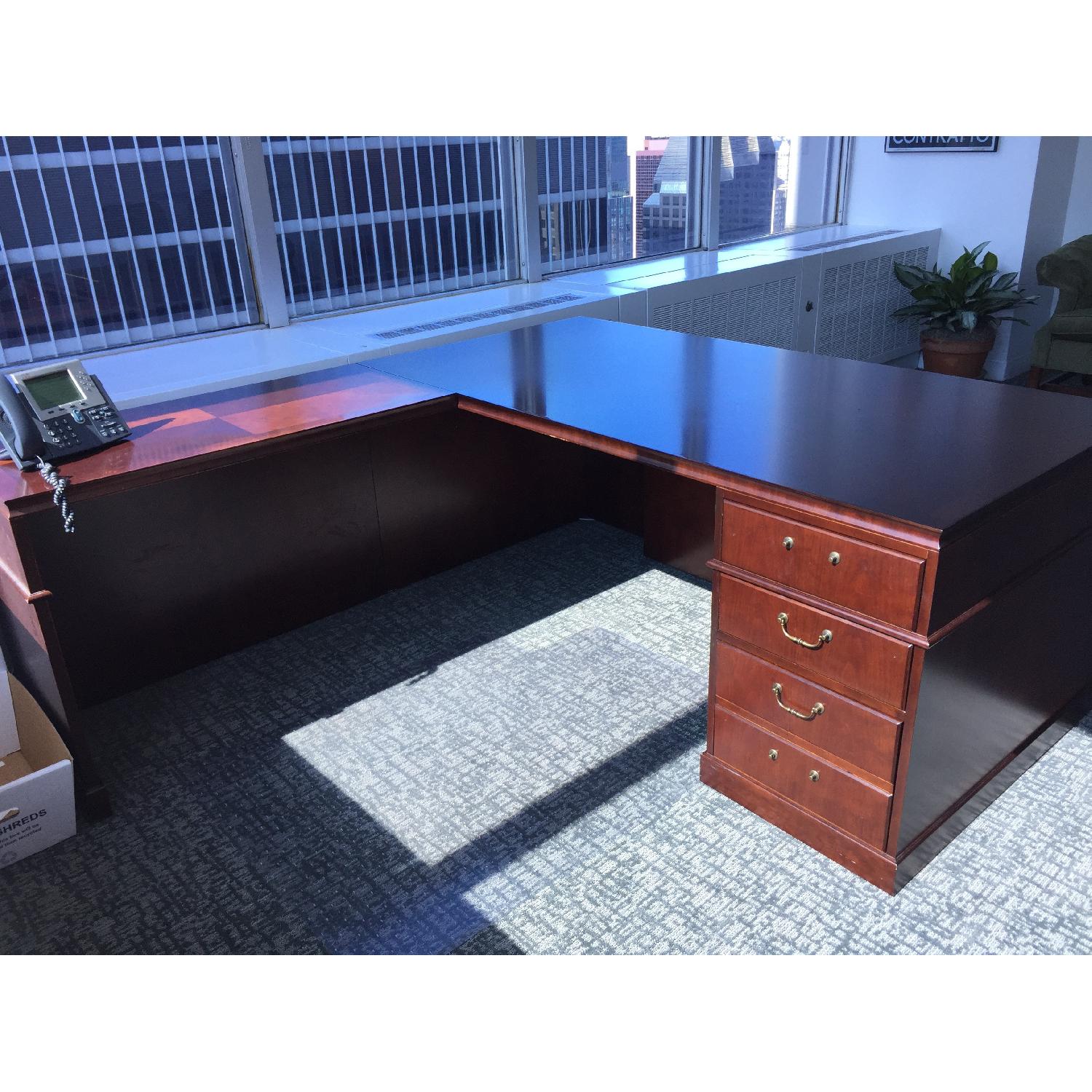 Wood L Shaped Executive Desk - image-3