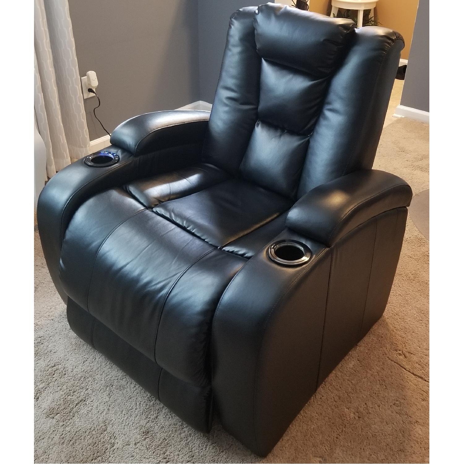Black Leather Power Recliner - image-1
