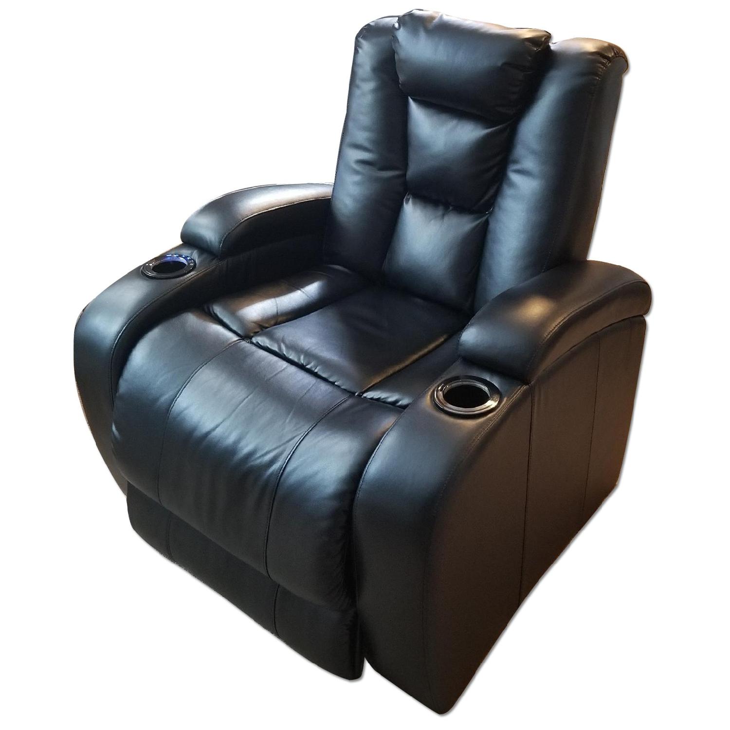 Black Leather Power Recliner - image-0