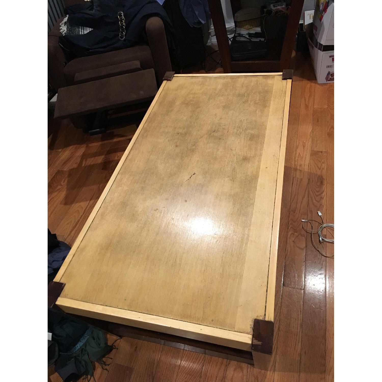 Crate & Barrel Wood Coffee Table + Side Table - image-1