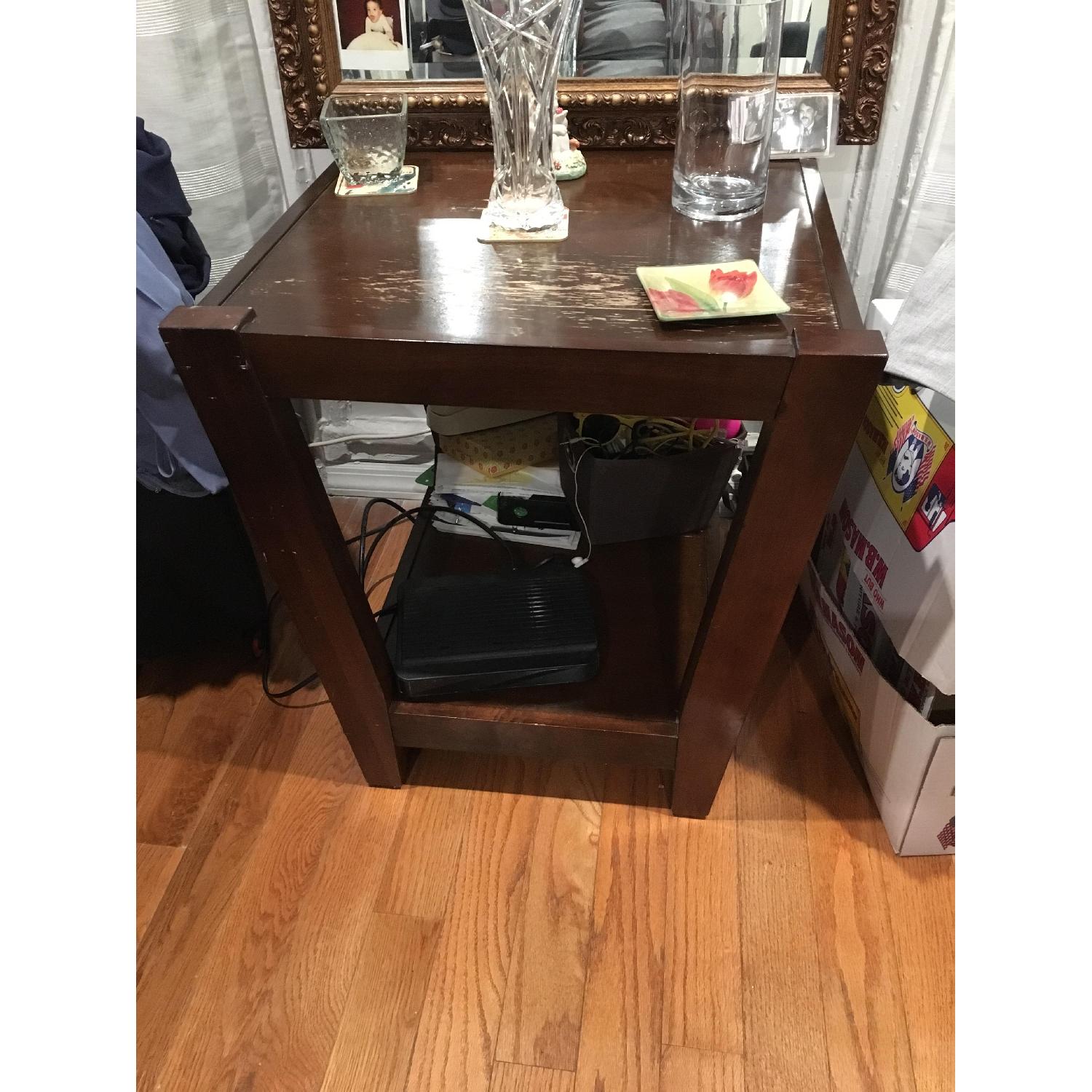 Crate & Barrel Wood Coffee Table + Side Table - image-3