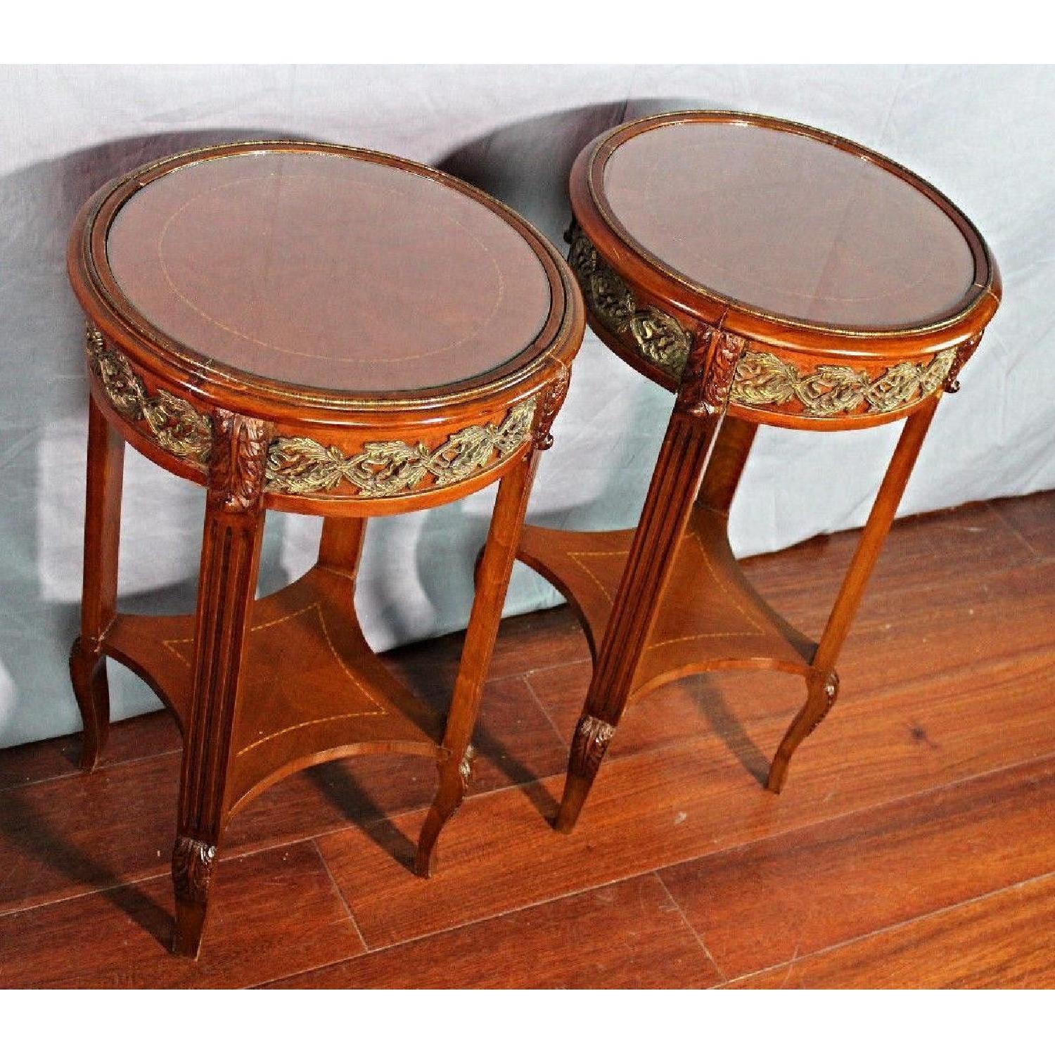 Bronze Mounted Inlaid End Side Tables - image-1