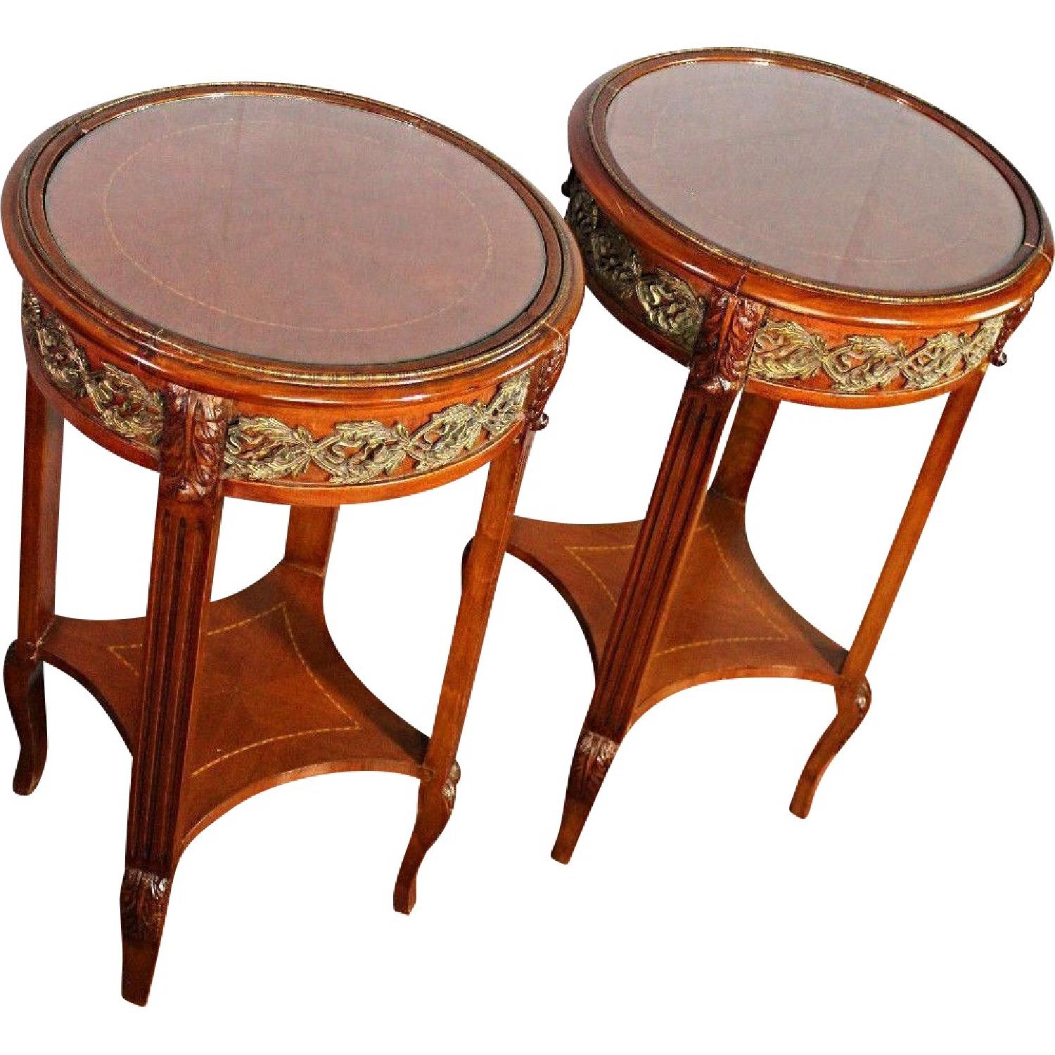 Bronze Mounted Inlaid End Side Tables - image-6