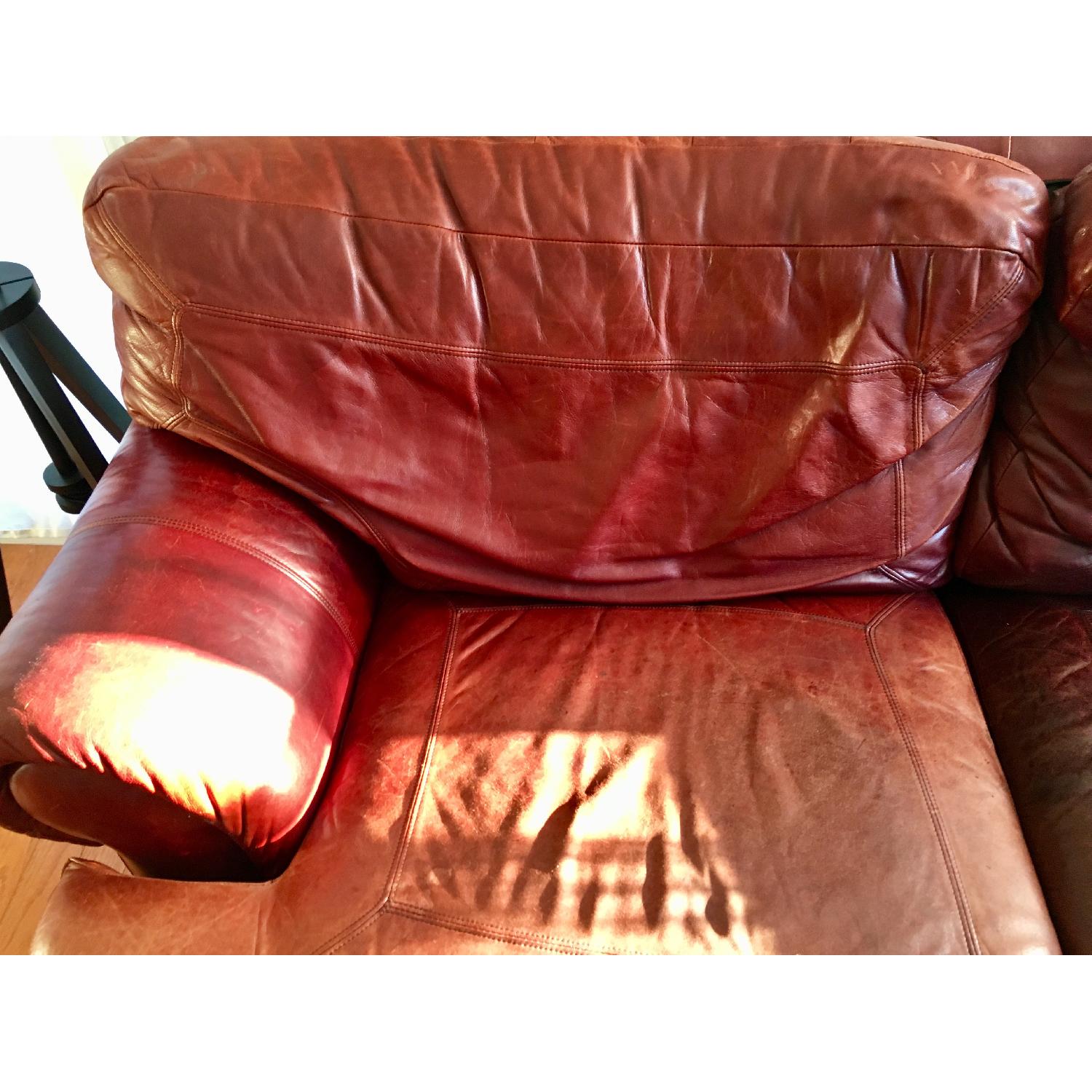 Deep Red Leather Sofa - image-3