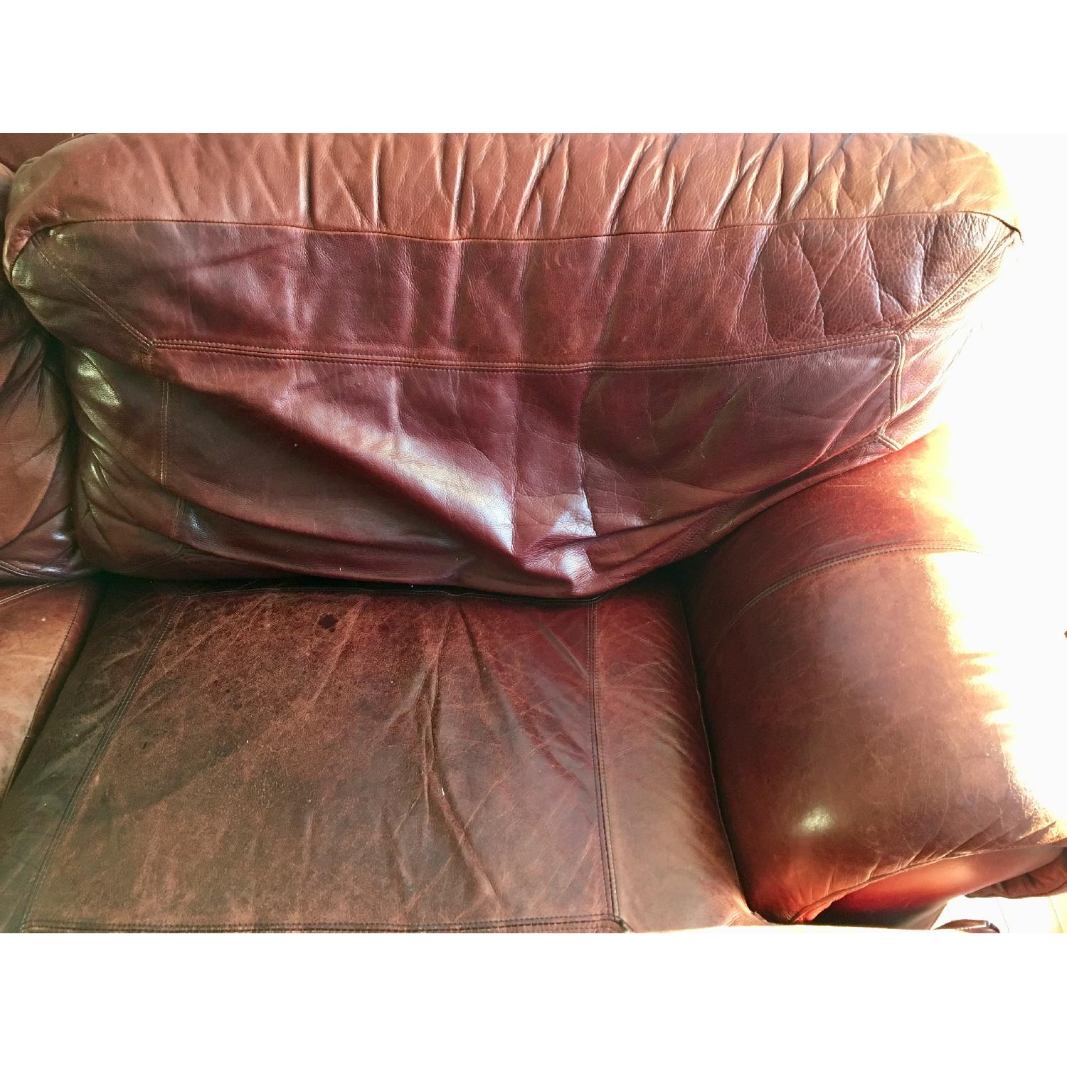 Deep Red Leather Sofa - image-4