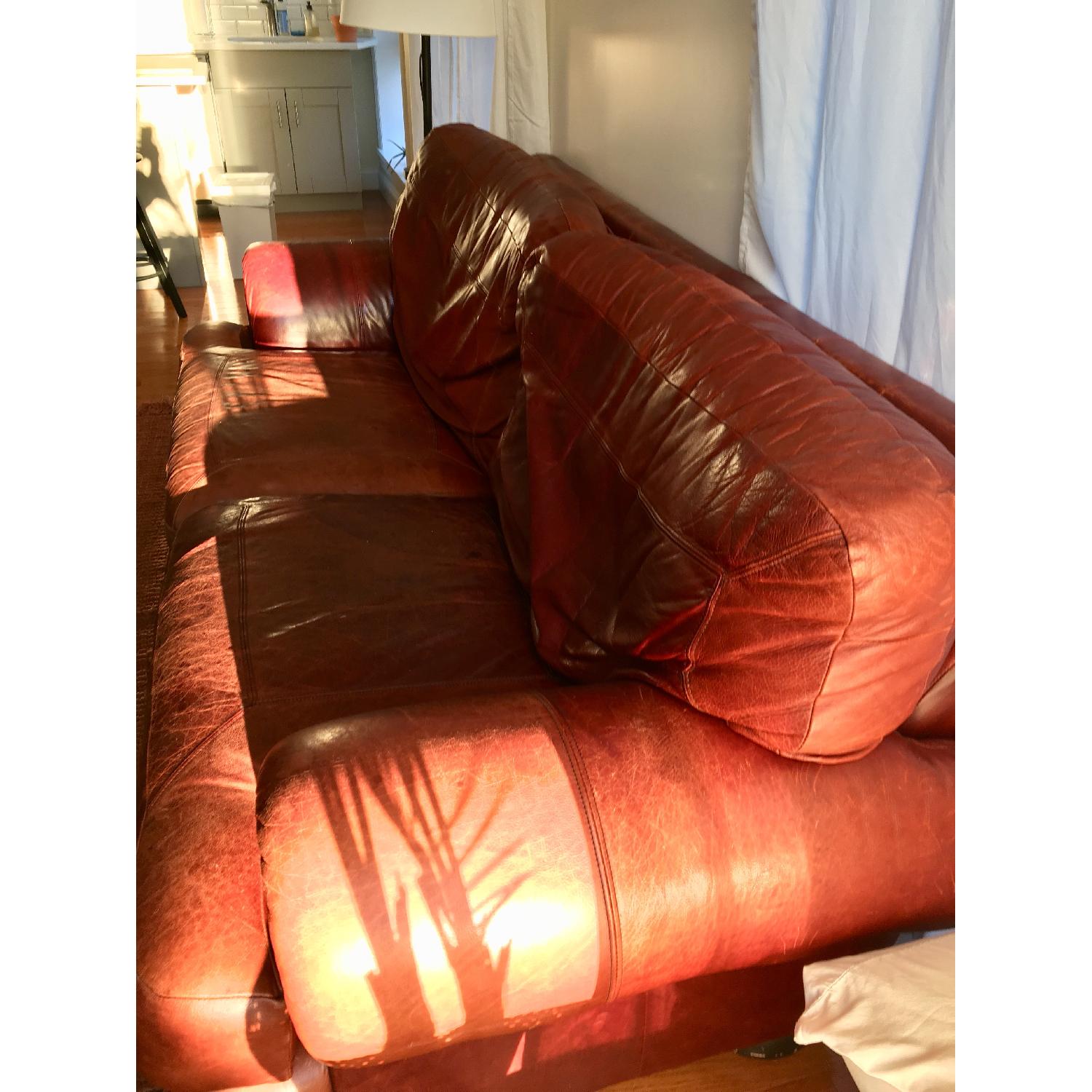 Deep Red Leather Sofa - image-5