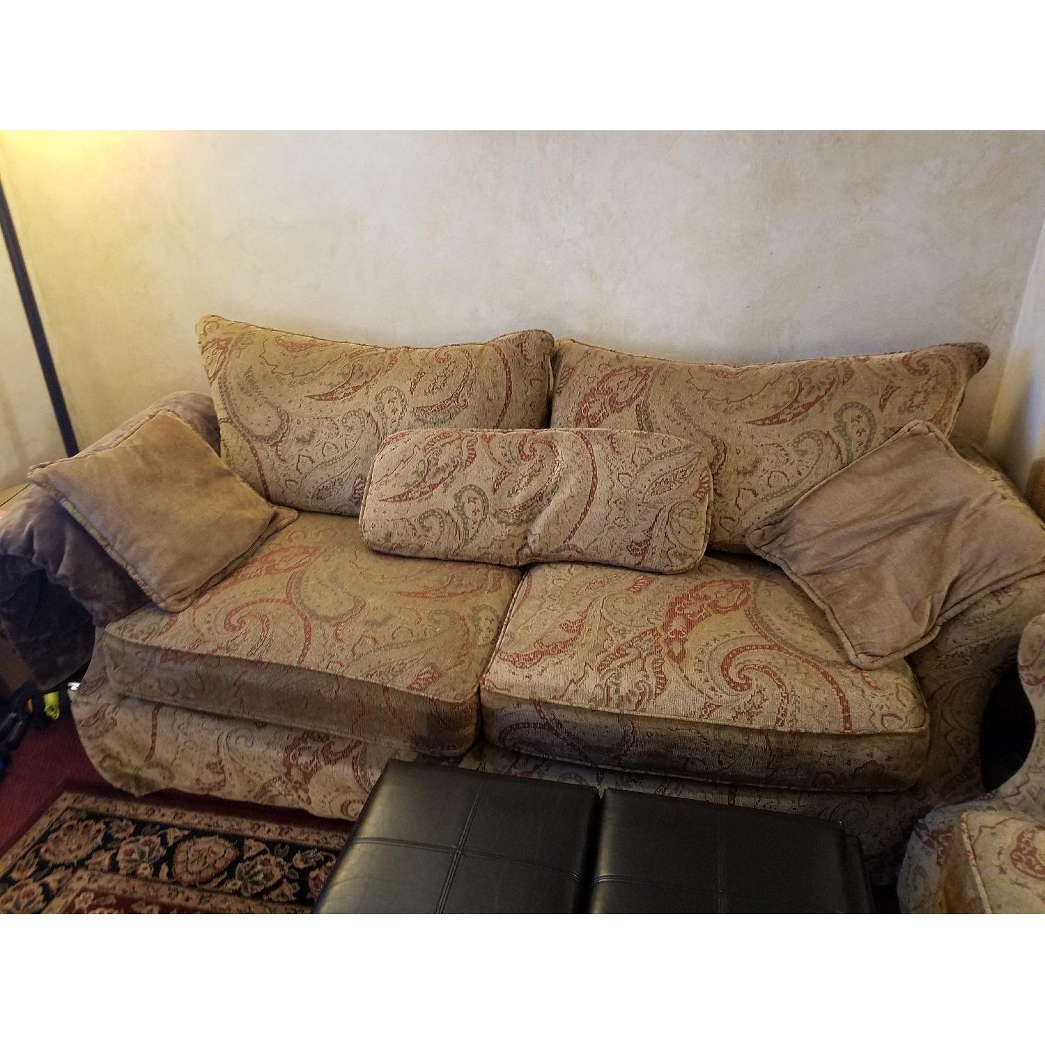 Bernhardt Paisley Fabric Upholstered Sofa AptDeco