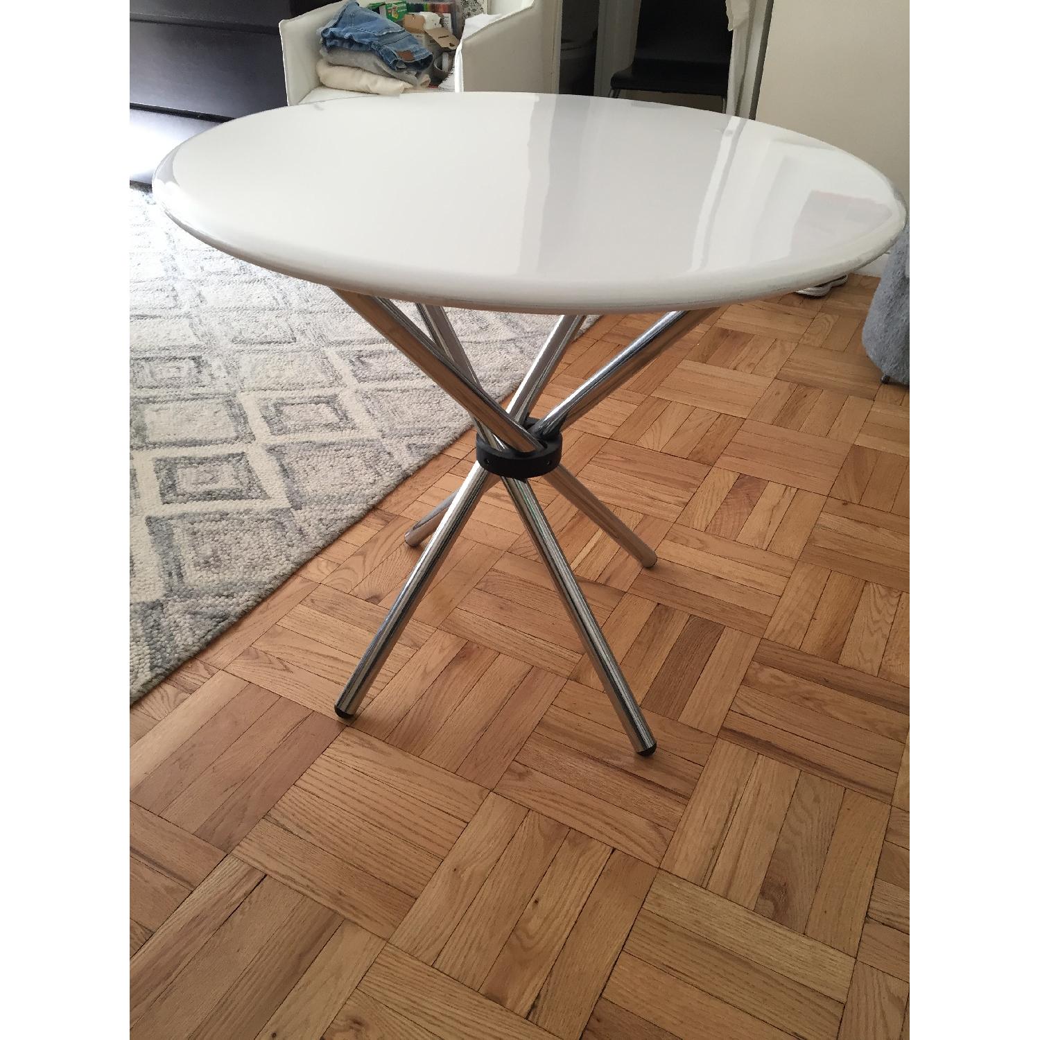 Modern White & Chrome Dining Table - image-1