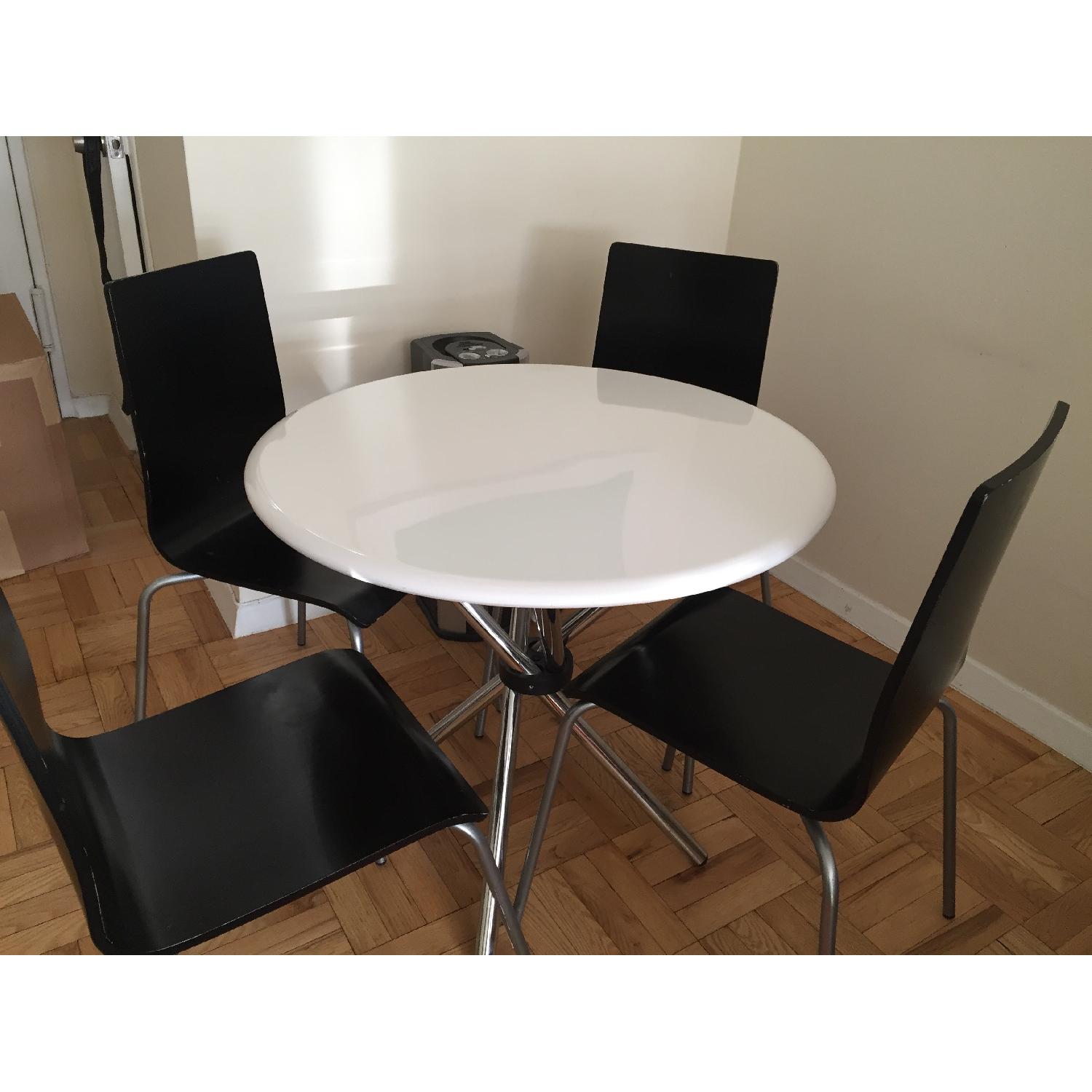 Modern White & Chrome Dining Table - image-3
