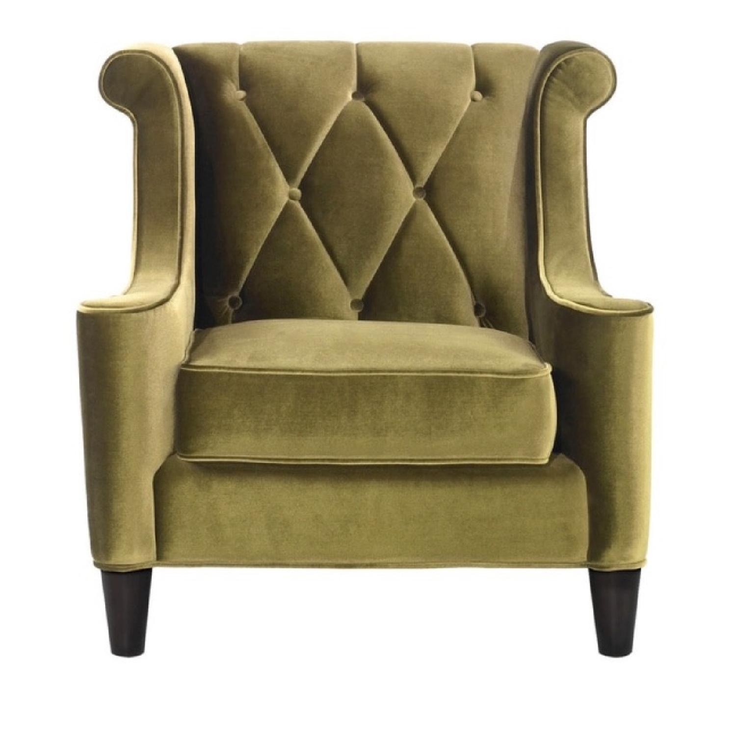 The Armen Living Barrister Modern Green Velvet Chair - image-0