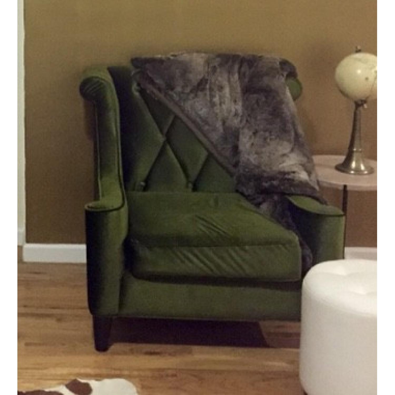 The Armen Living Barrister Modern Green Velvet Chair - image-1