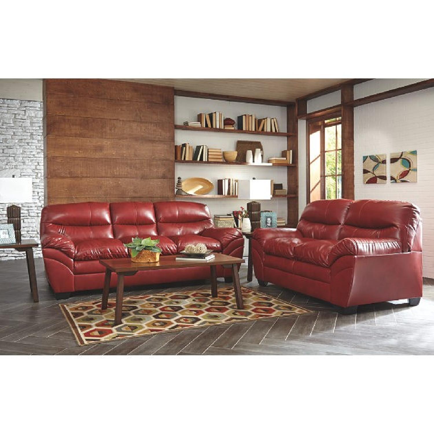 Ashley's Tassler DuraBlend Sleeper Sofa in Crimson - image-1