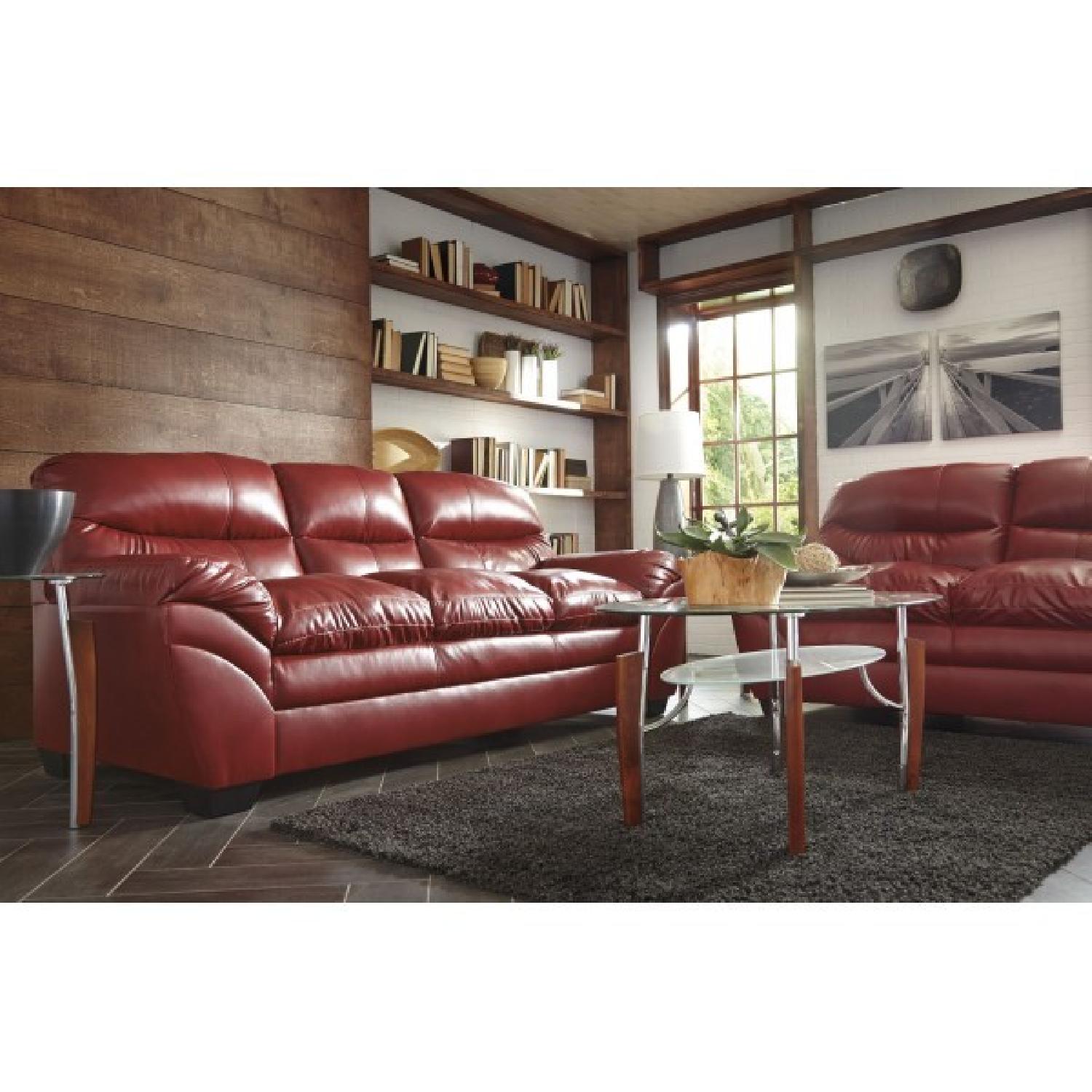 Ashley's Tassler DuraBlend Sleeper Sofa in Crimson - image-2