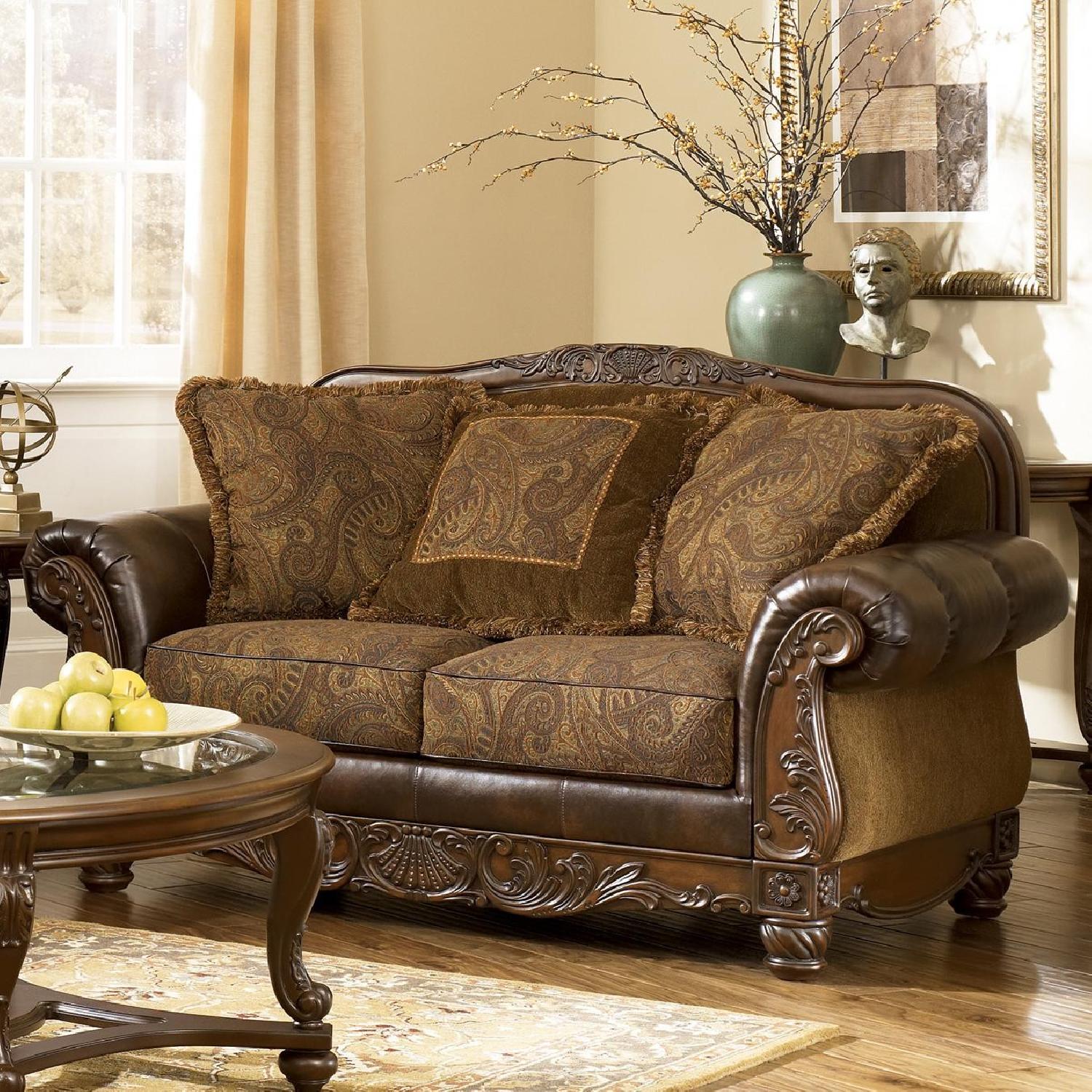 Ashley's Fresco DuraBlend Sleeper Sofa in Antique - image-4
