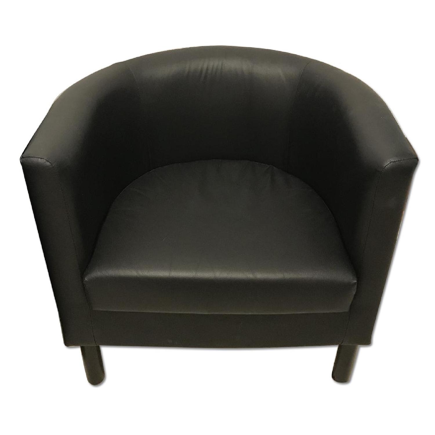 Black Faux Leather Lounge Chair AptDeco