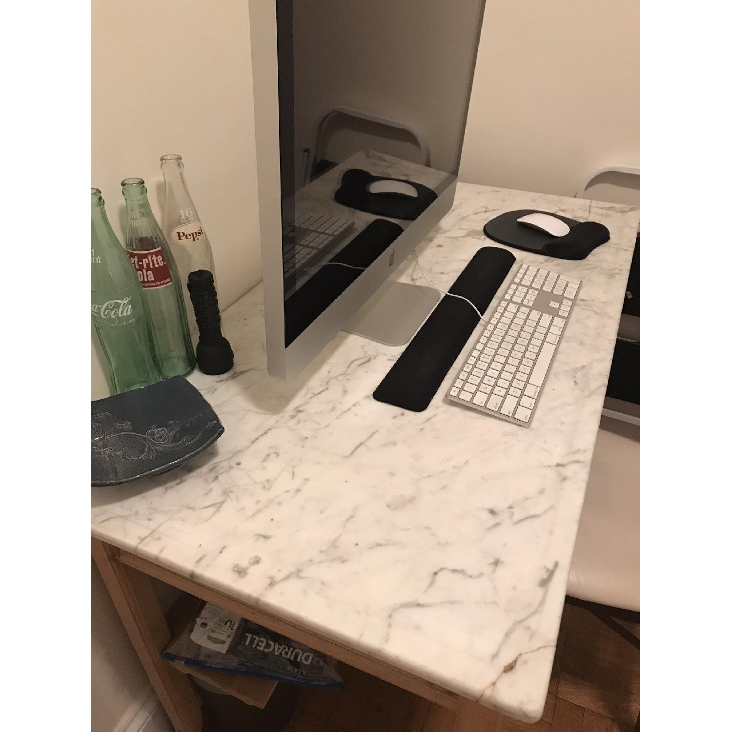 Antique Wooden Desk w/ White Marble Top - image-3