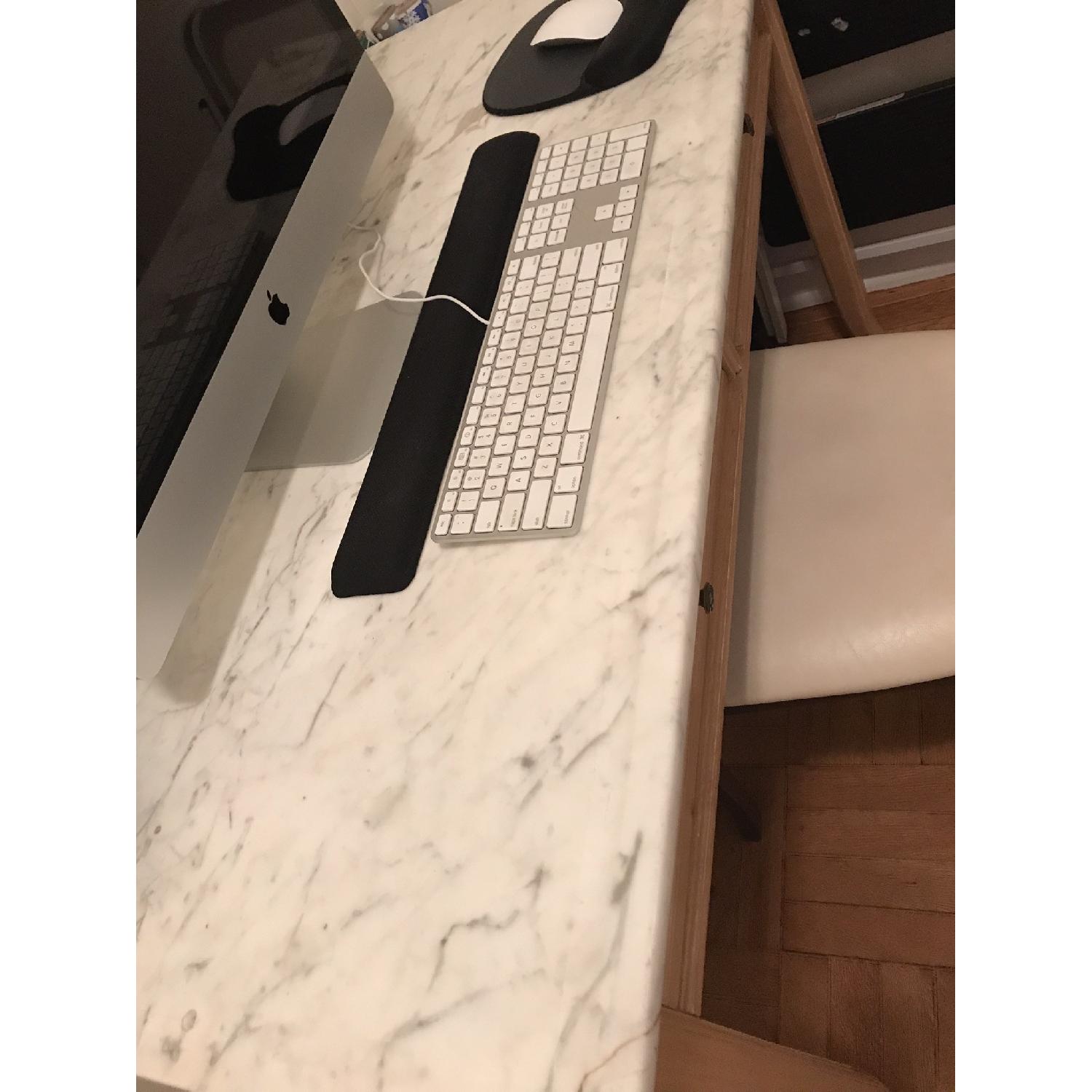 Antique Wooden Desk w/ White Marble Top - image-5