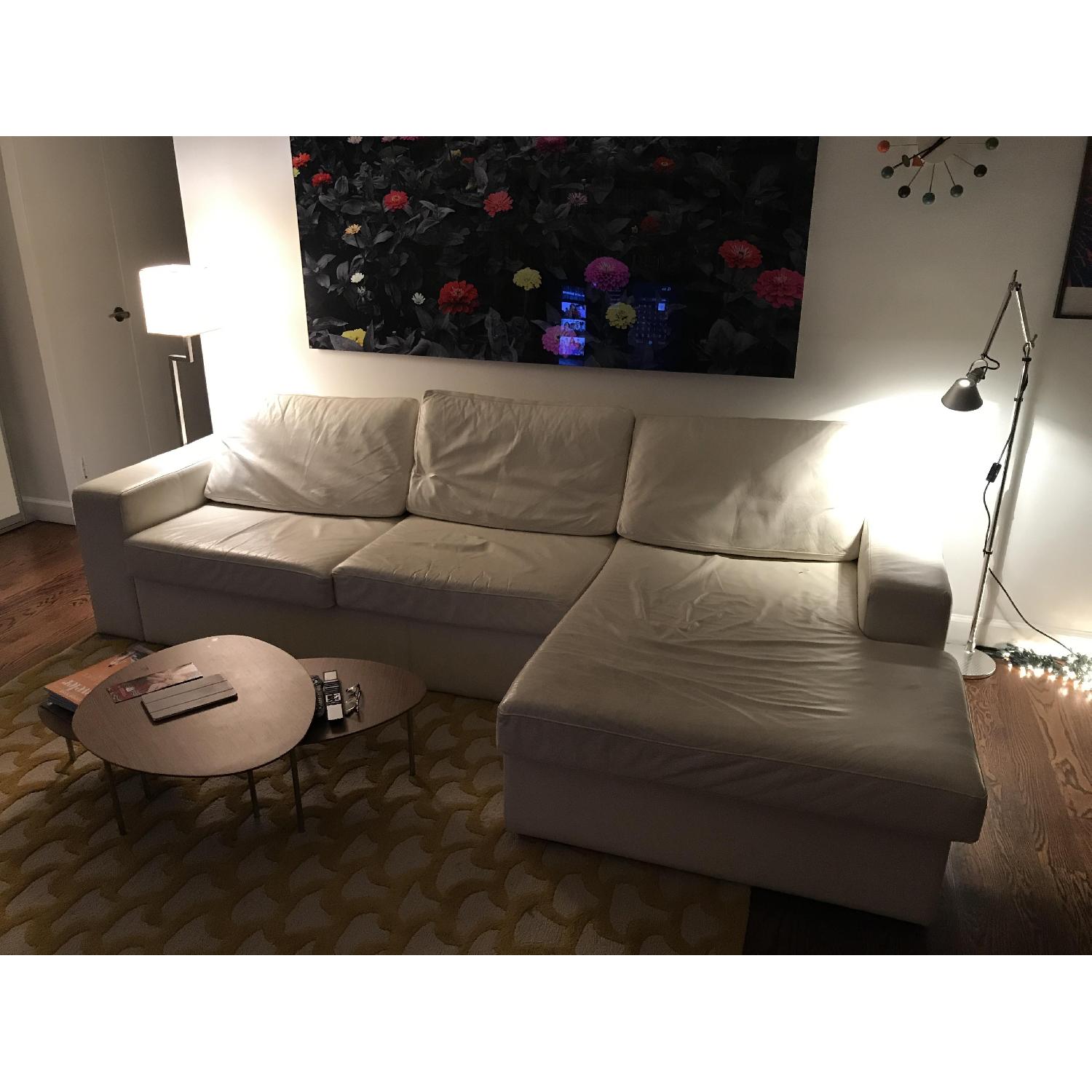 BoConcept White Leather Sleeper Sectional Sofa AptDeco