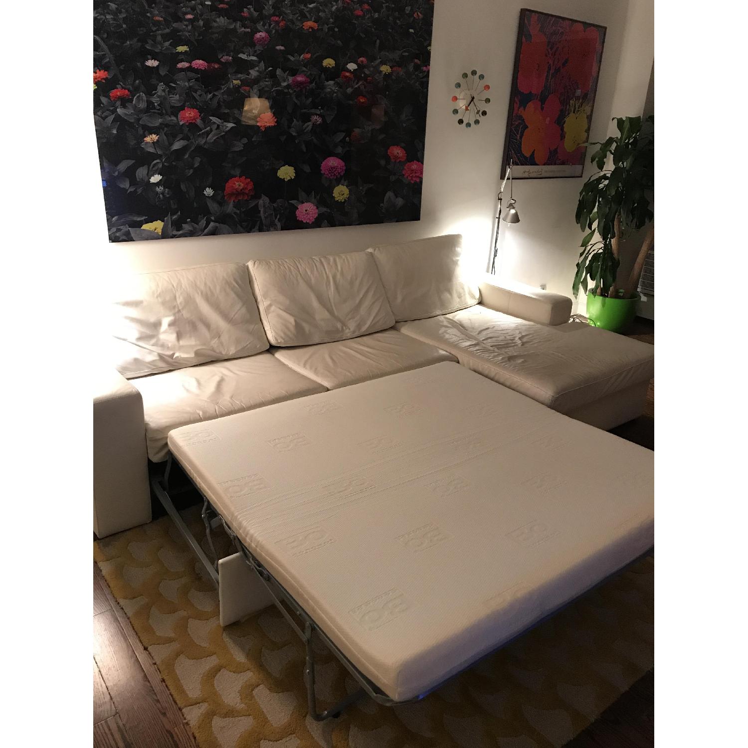 BoConcept White Leather Sleeper Sectional Sofa AptDeco