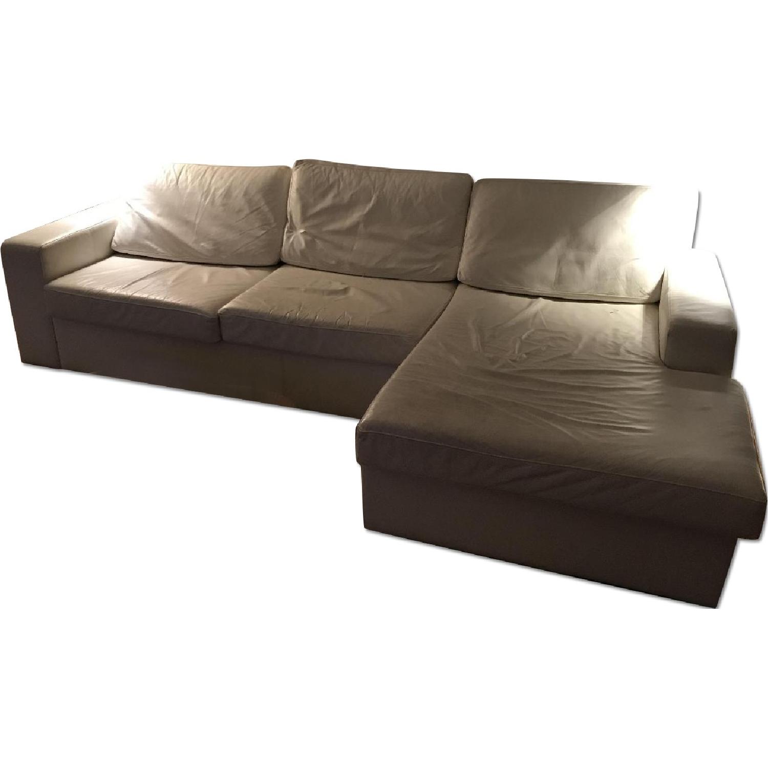 BoConcept White Leather Sleeper Sectional Sofa AptDeco