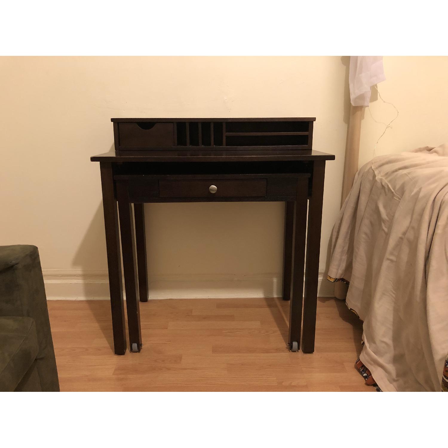 Container Store Dark Wood Roll-Out Desk - image-4