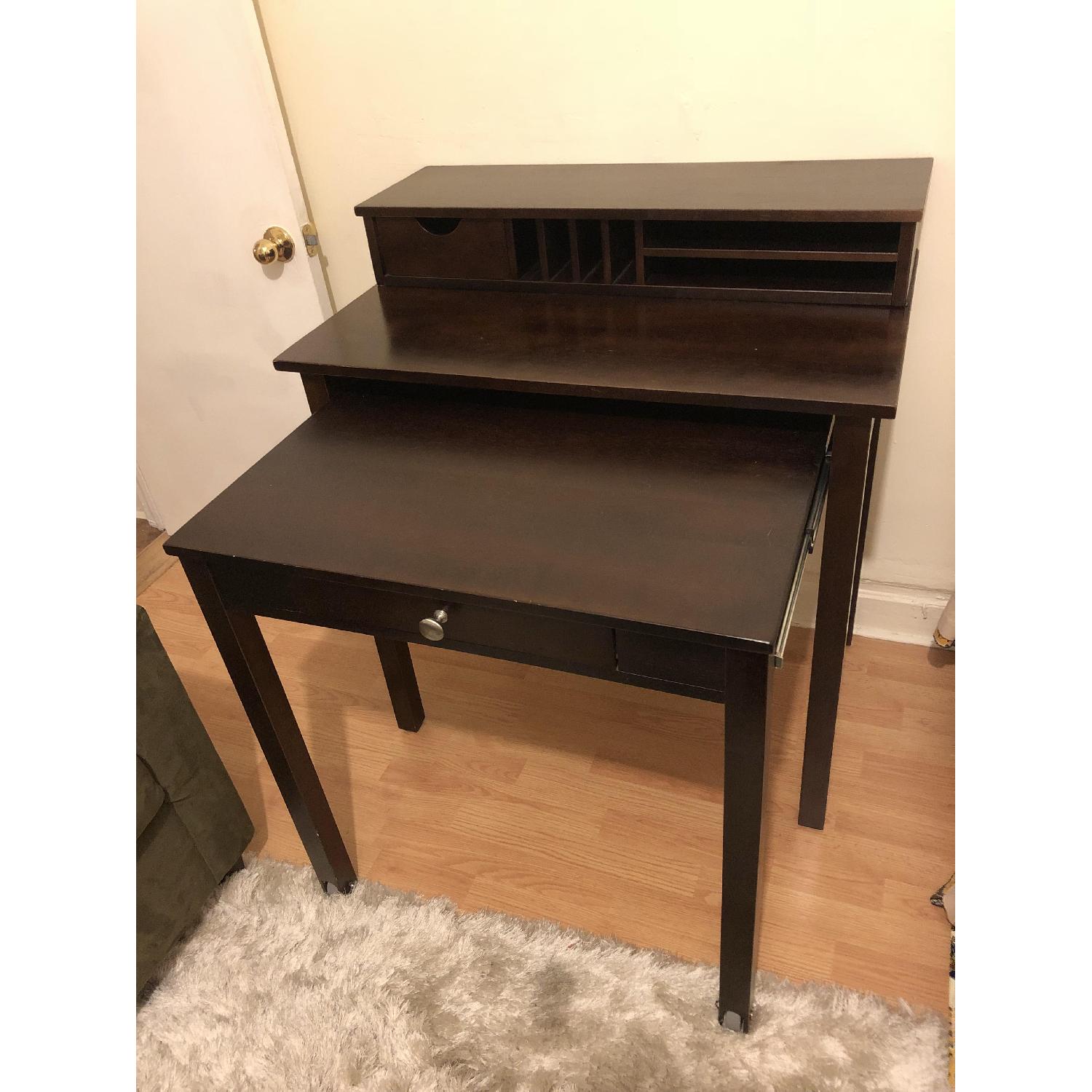 Container Store Dark Wood Roll-Out Desk - image-7