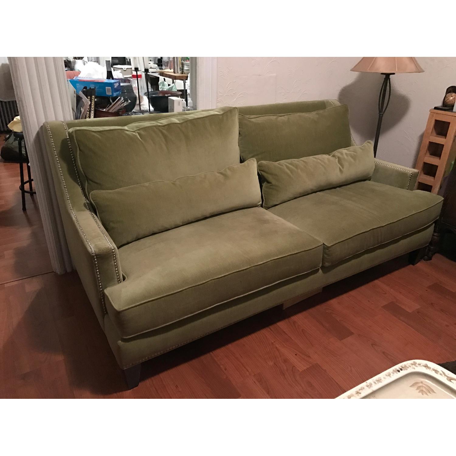 Light Green Velvet Couch - image-3