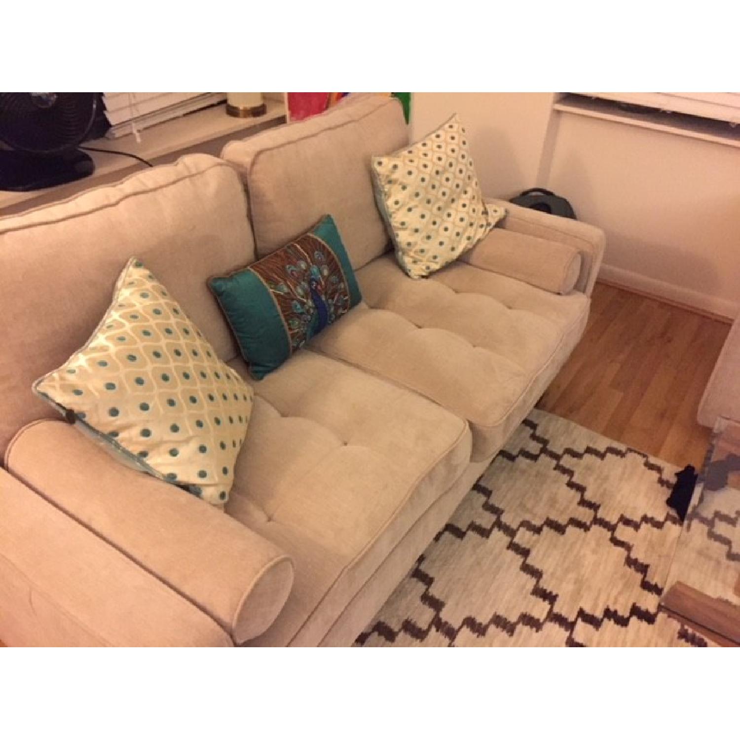 Beige Tufted 2 Seater Sofa - image-1