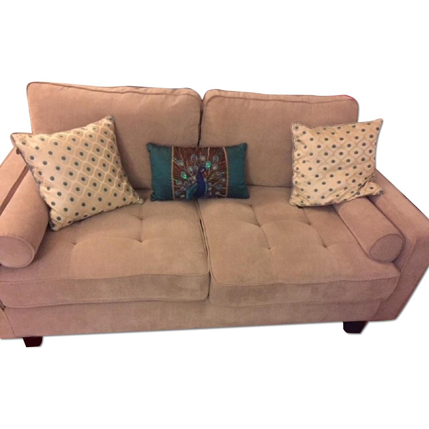 Beige Tufted 2 Seater Sofa - image-2