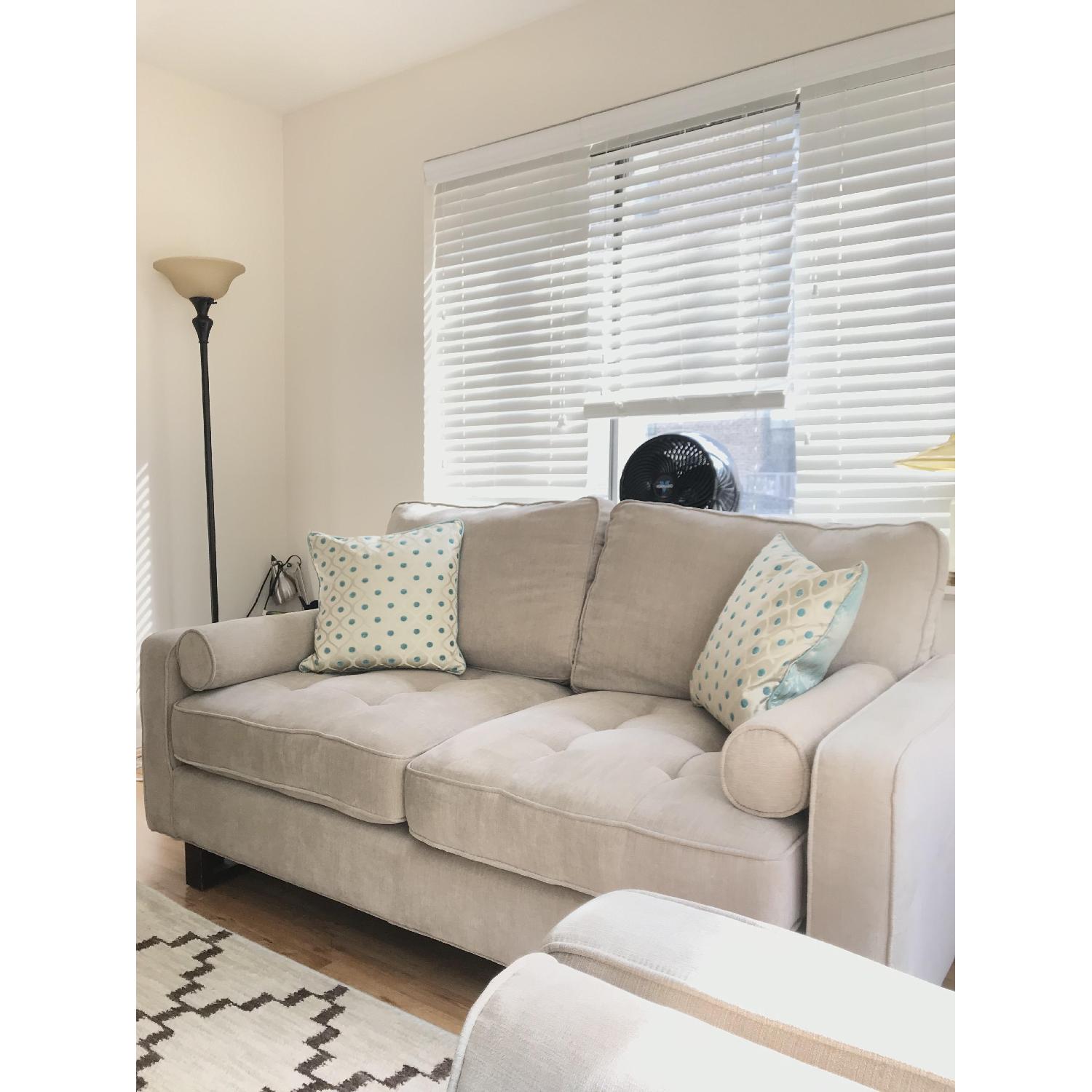 Beige Tufted 2 Seater Sofa - image-3