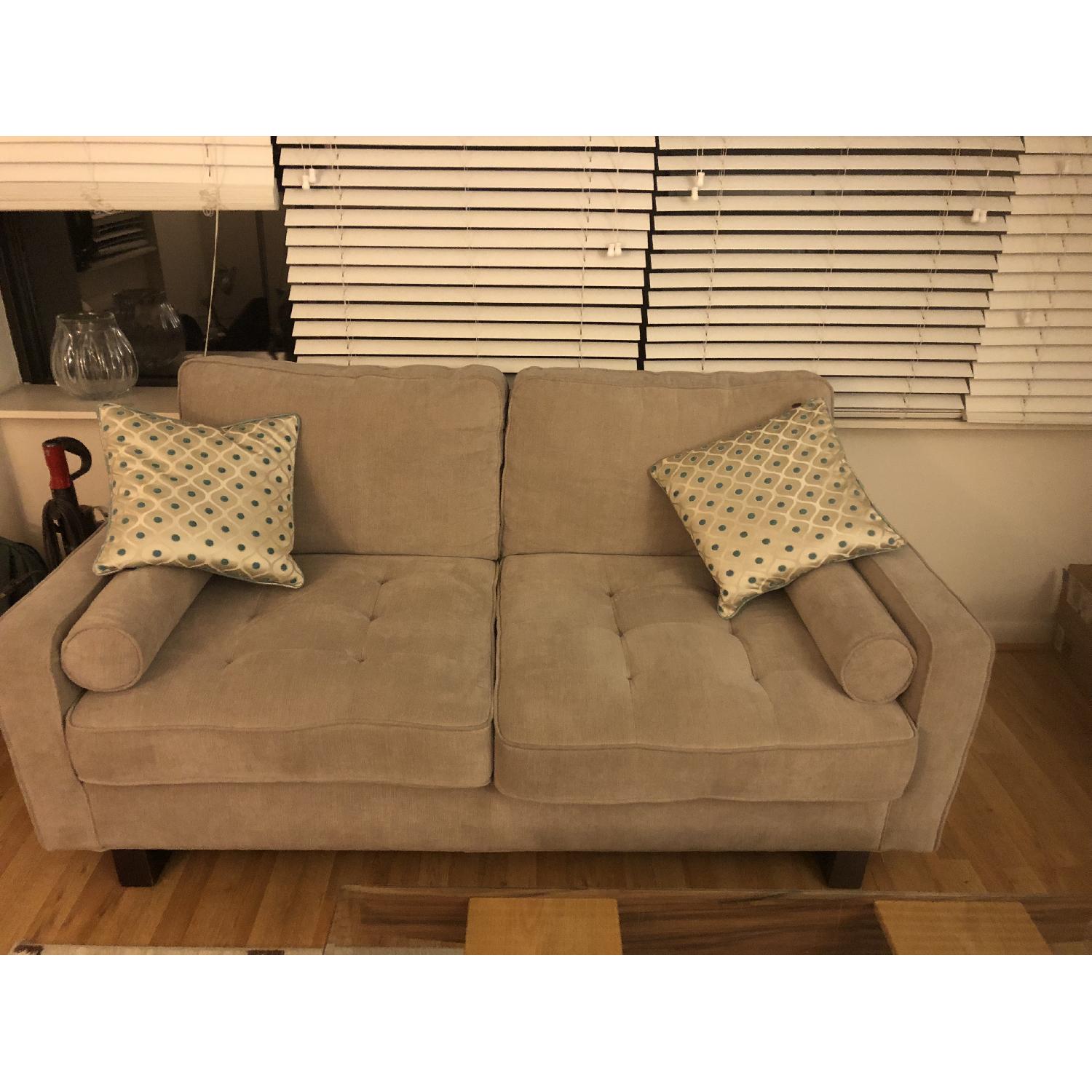 Beige Tufted 2 Seater Sofa - image-4