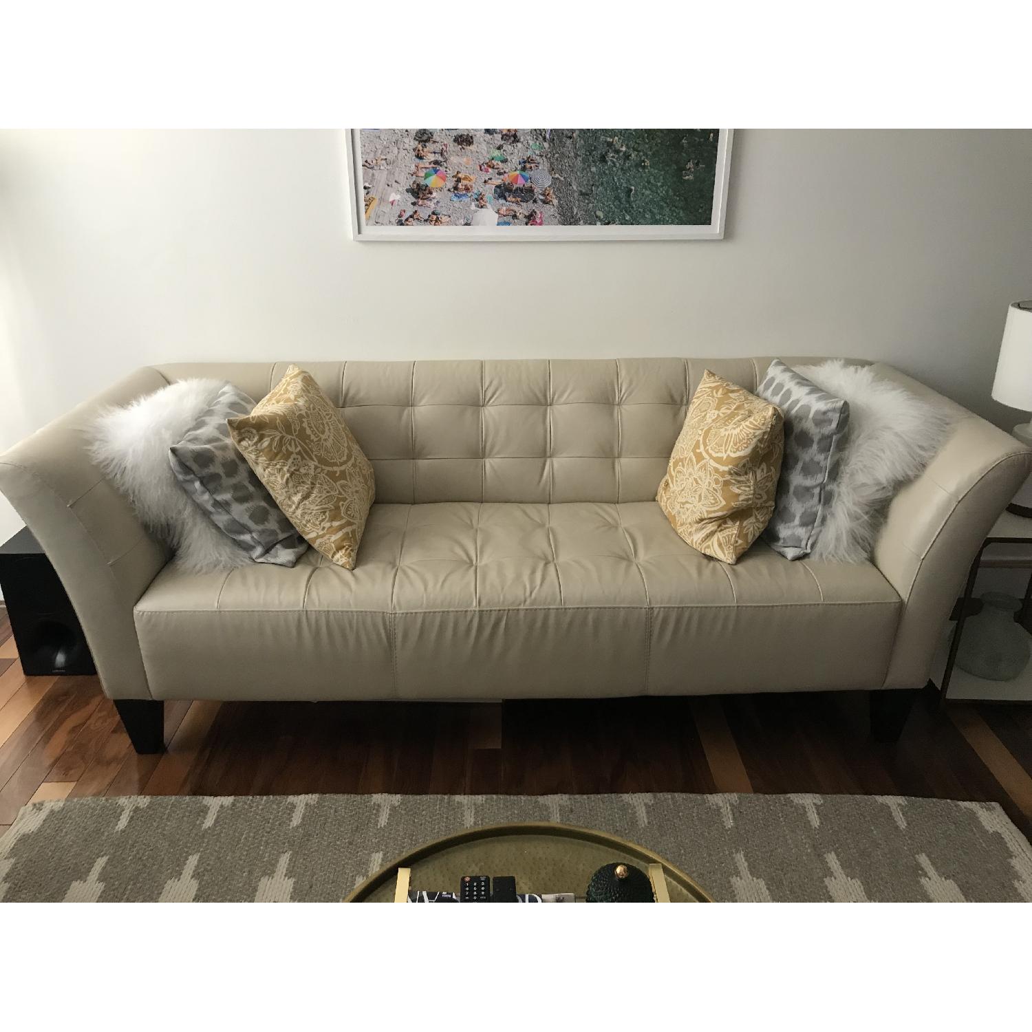 Macys Tufted Leather Couch - image-1