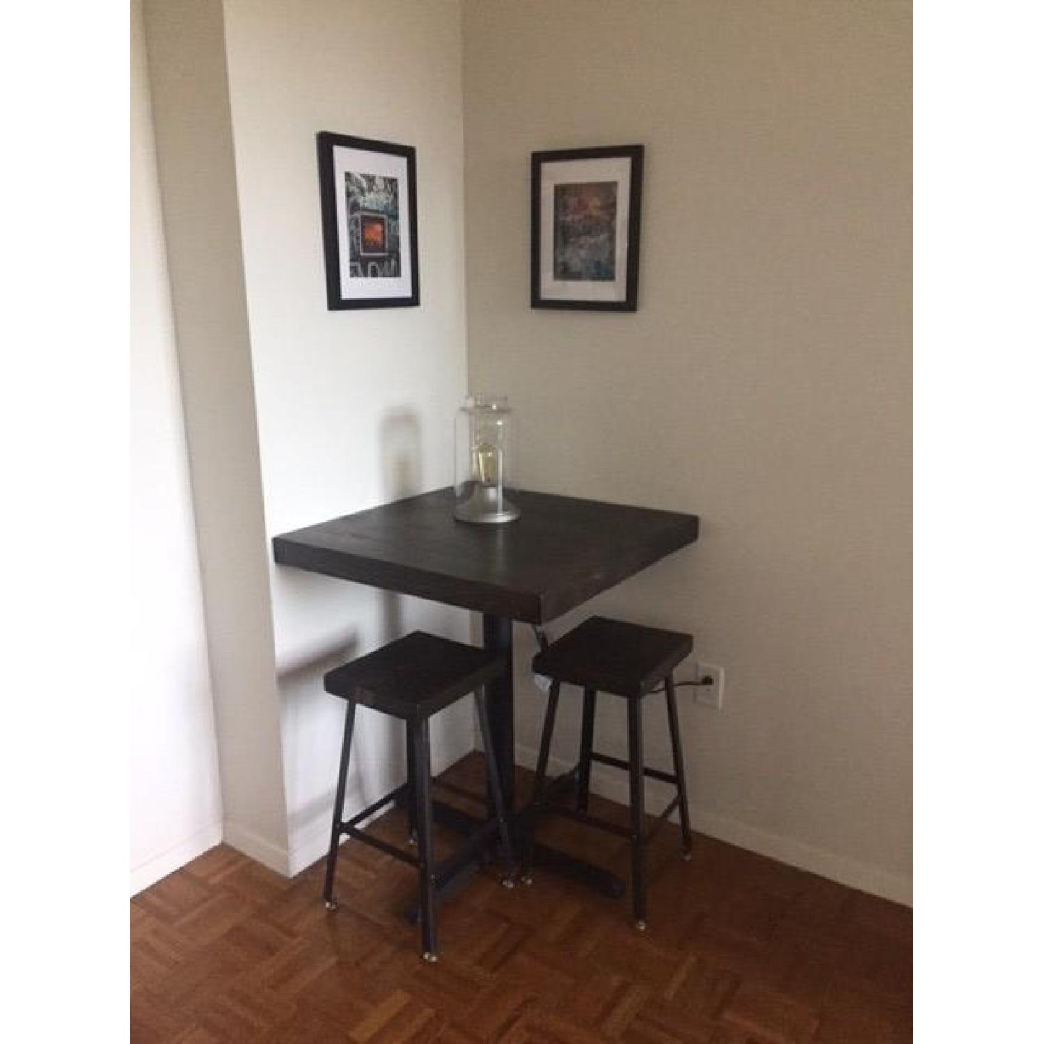 Wooden Bar Stool in Dark Walnut Finish - image-3