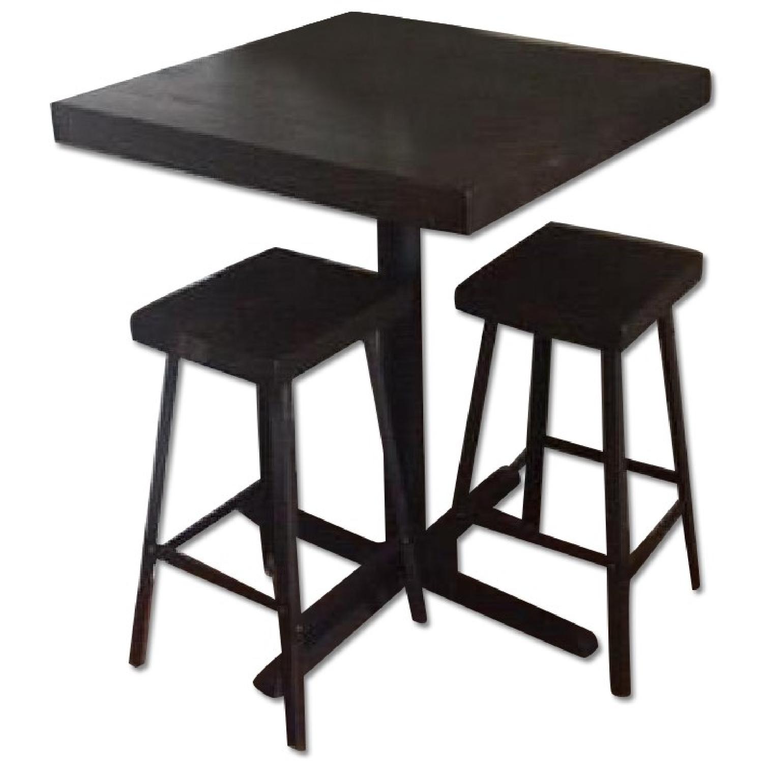 Wooden Bar Stool in Dark Walnut Finish - image-4