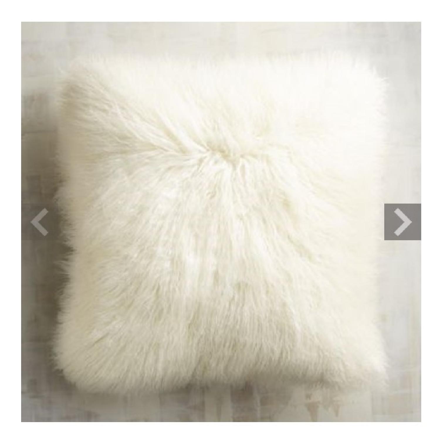 Pier 1 Ivory Mongolian Fur Pillow w/ Inserts - image-1
