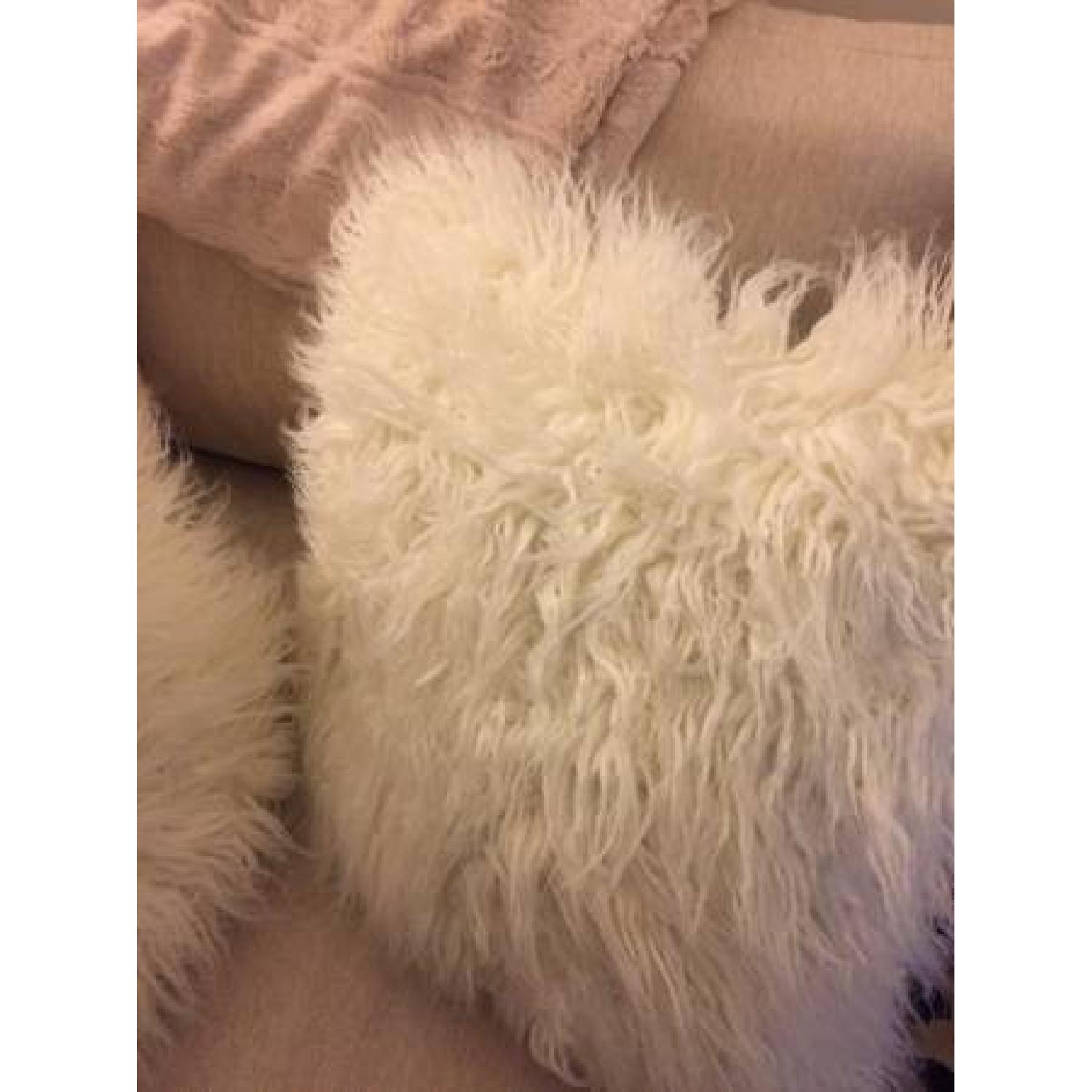 Pier 1 Ivory Mongolian Fur Pillow w/ Inserts - image-2