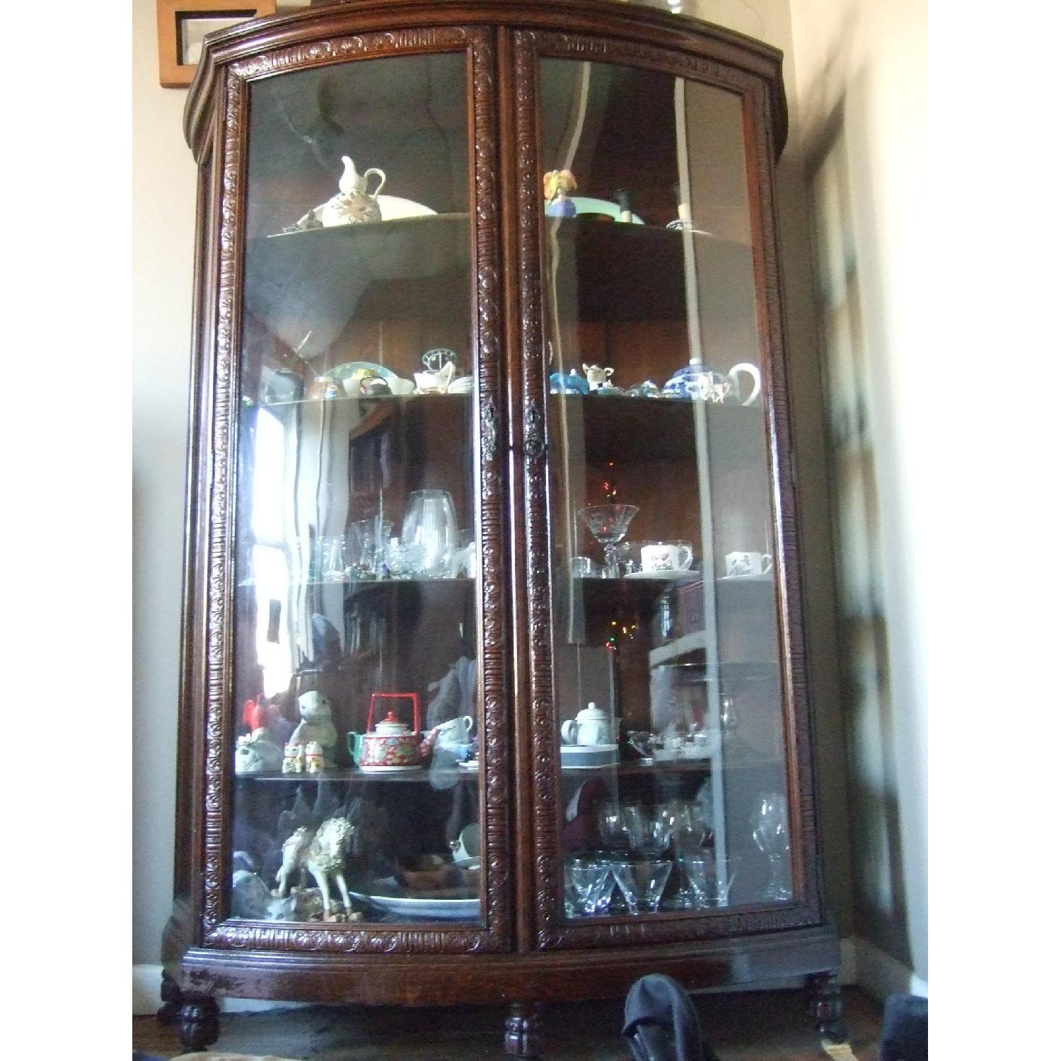 Antique Bow-Glass Front China Cabinet - image-1