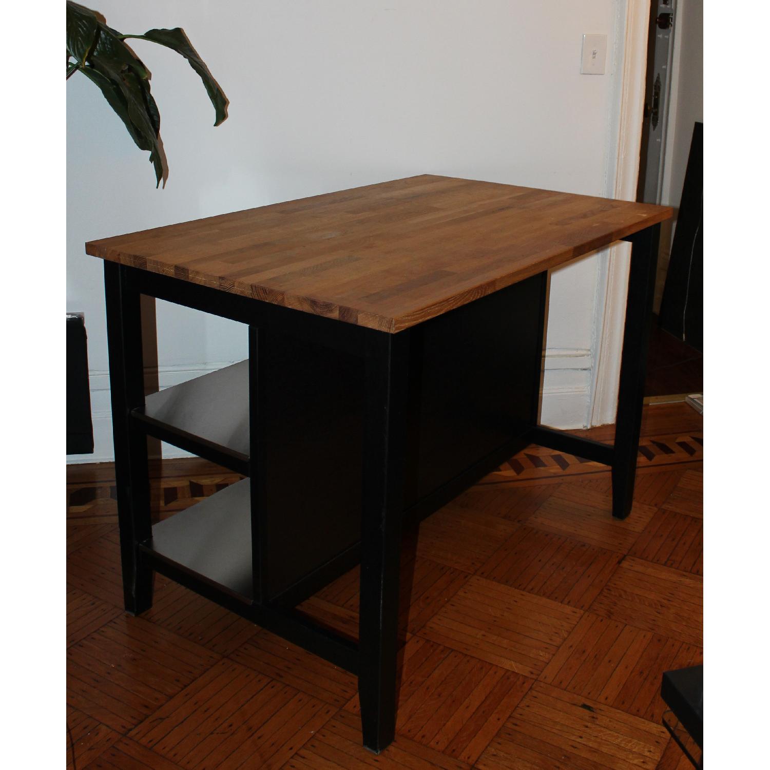 Ikea Stenstorp Kitchen Island in Black-Brown Oak - AptDeco