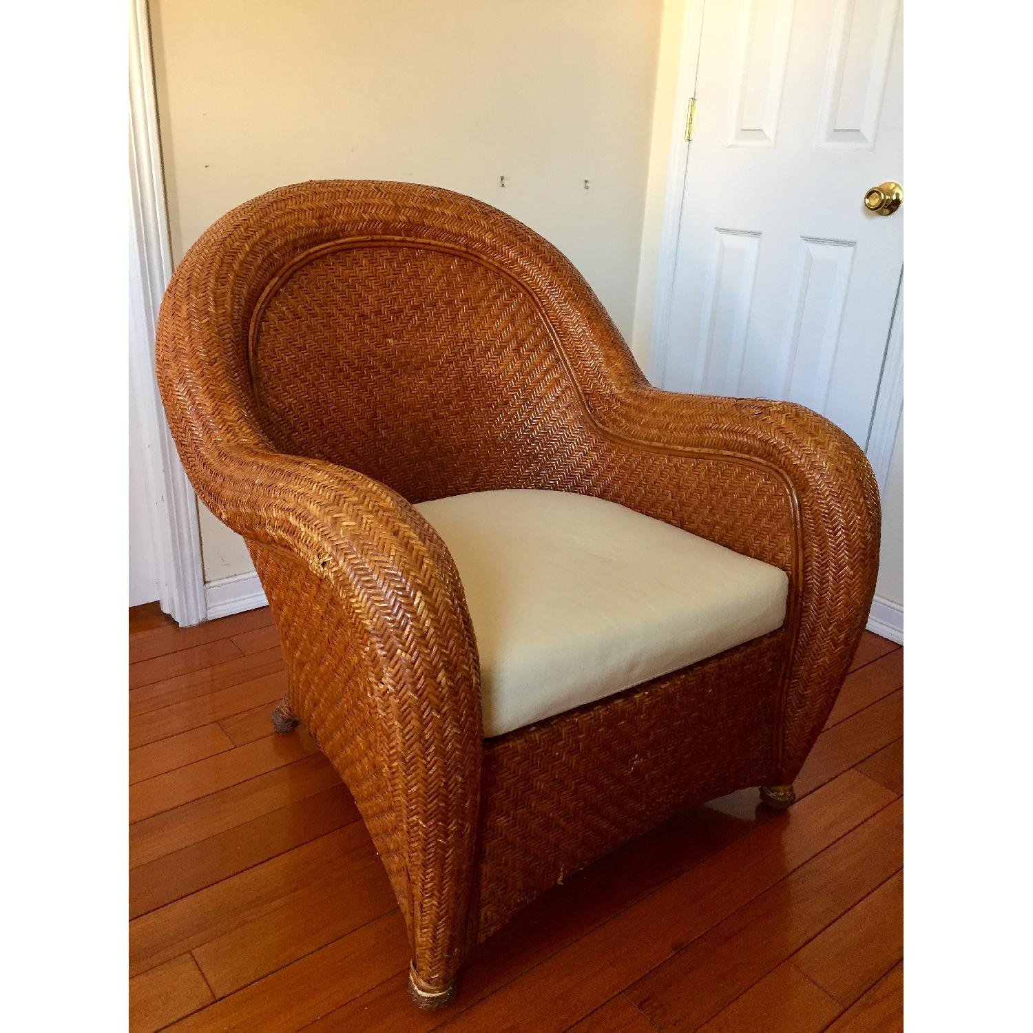 Wicker Chair & Ottoman - image-1