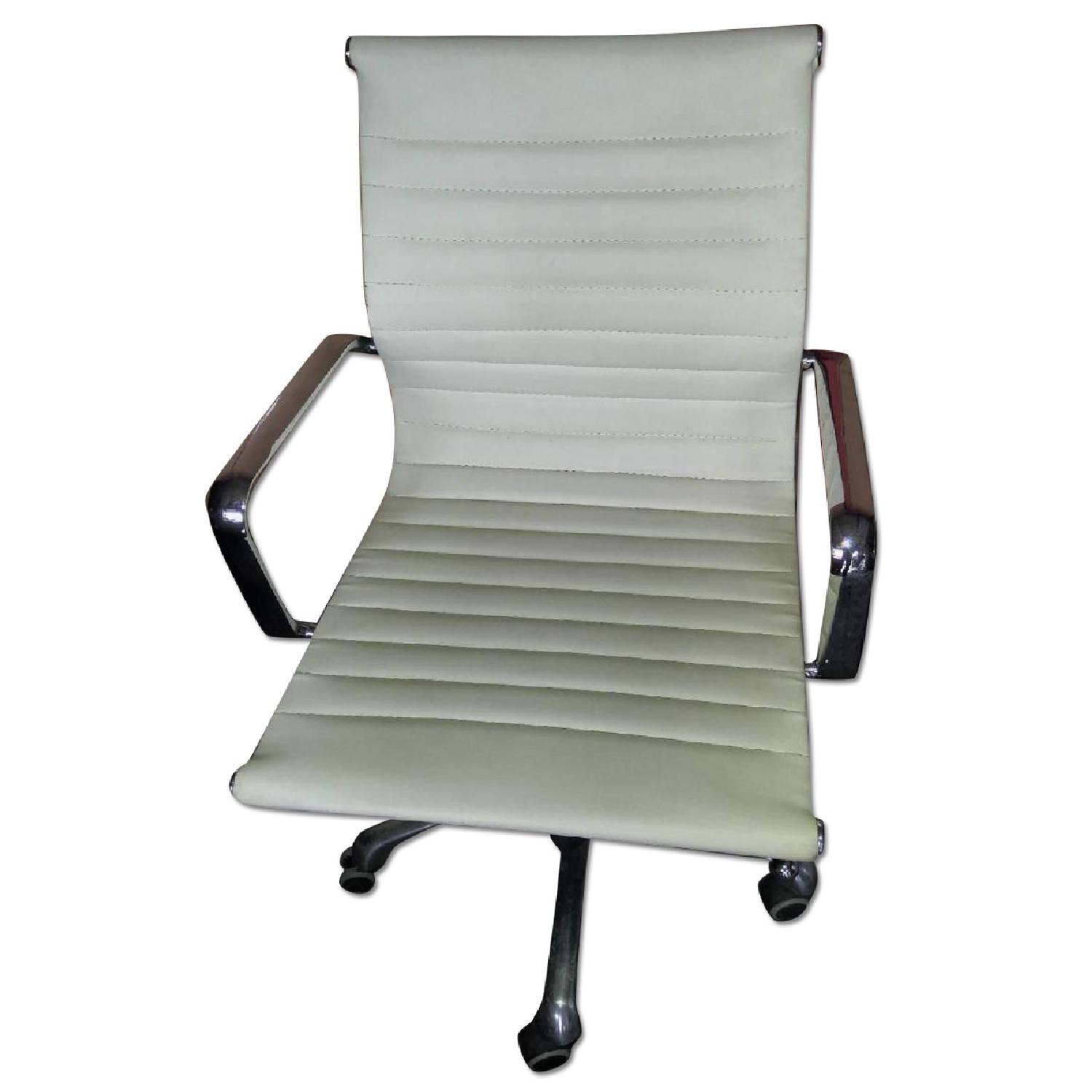 Modern Style Office Chair In Off White Leatherette Aptdeco
